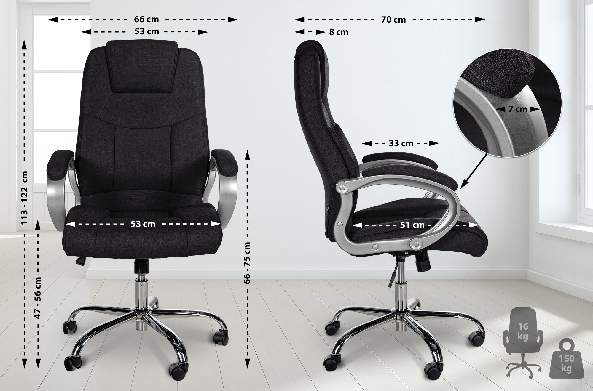 Silla de oficina Apoll XL tela