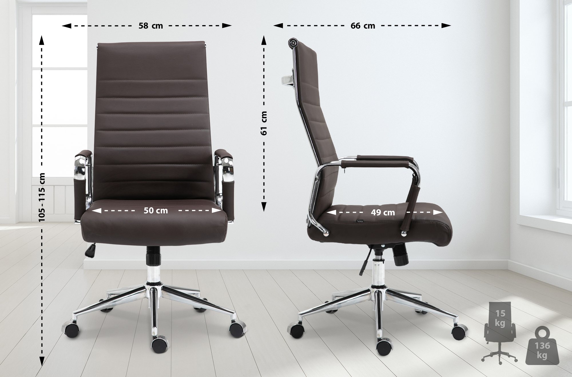 Silla de oficina Kolumbus de cuero auténtico
