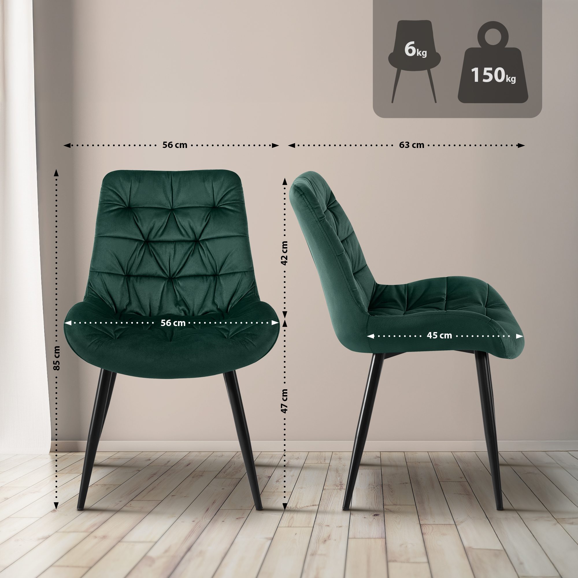 Silla de comedor de terciopelo Rossford