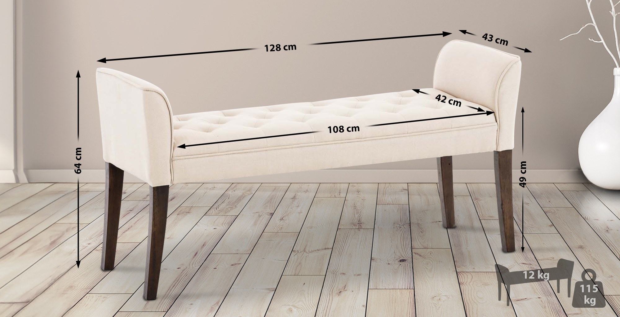 Chaise Longue Cleopatra Tapizado en Tela