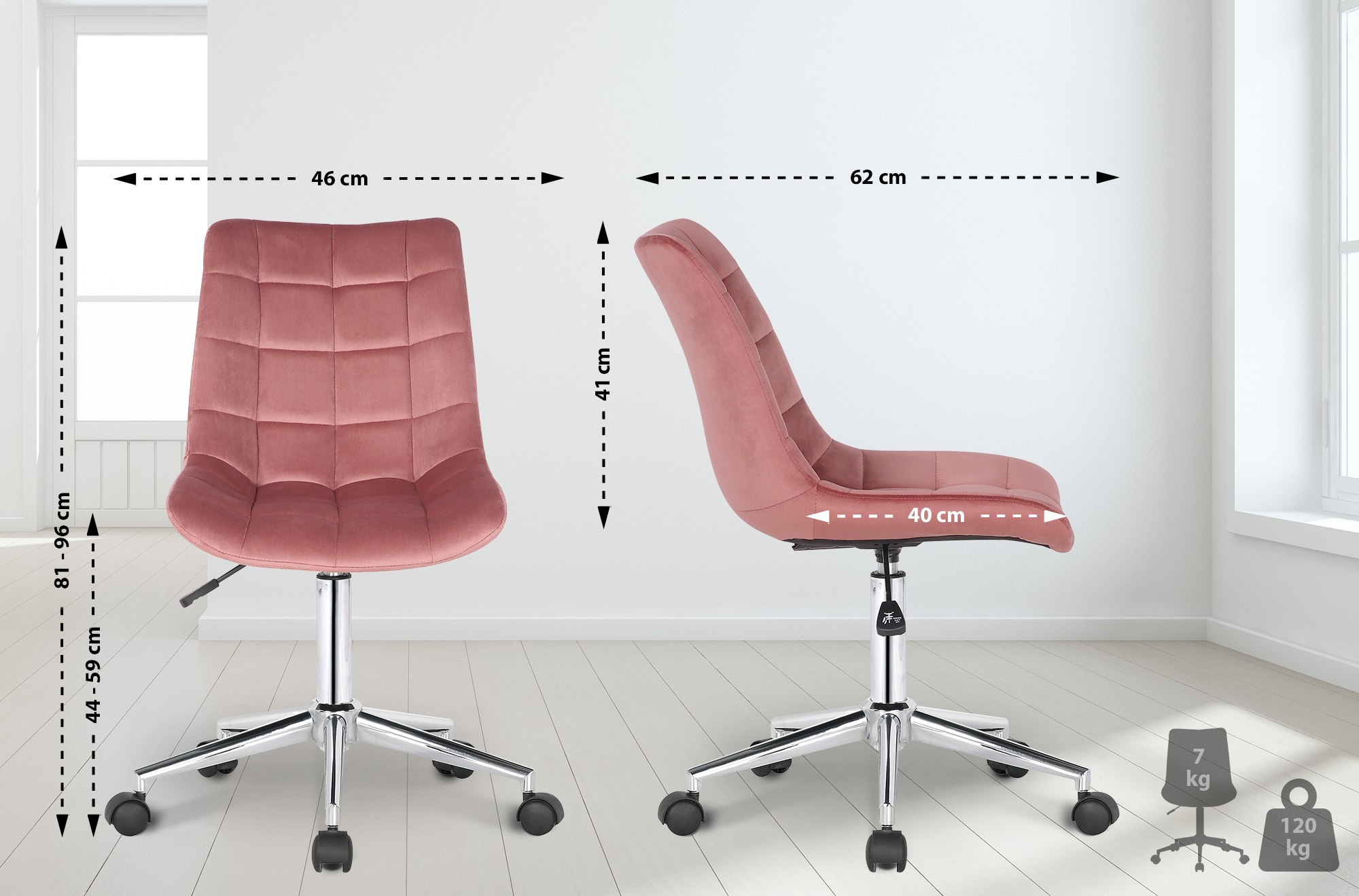 Silla de oficina Medford en terciopelo