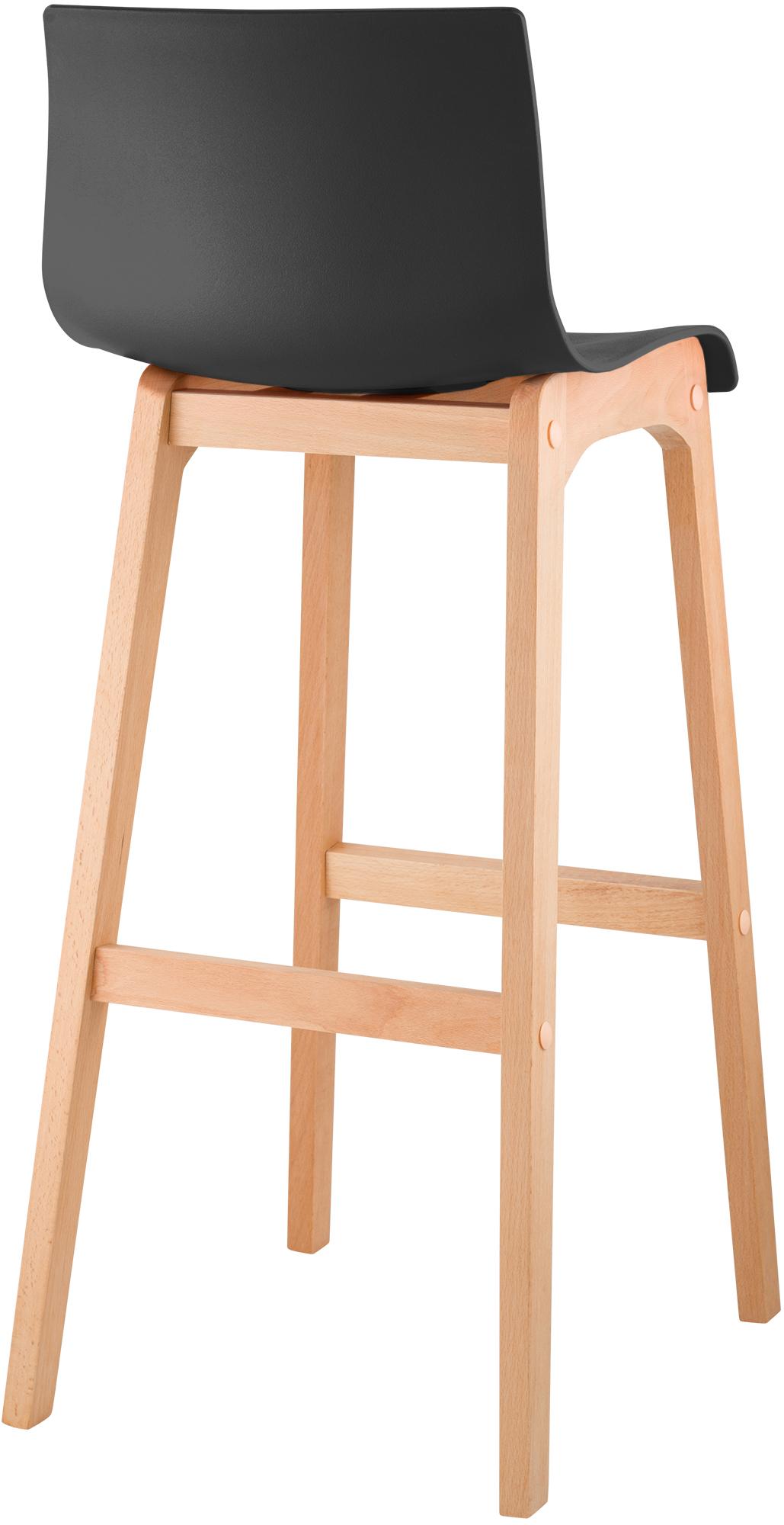 Juego de 2 taburetes de bar Hover Asiento de plástico Base de cuatro patas Natura