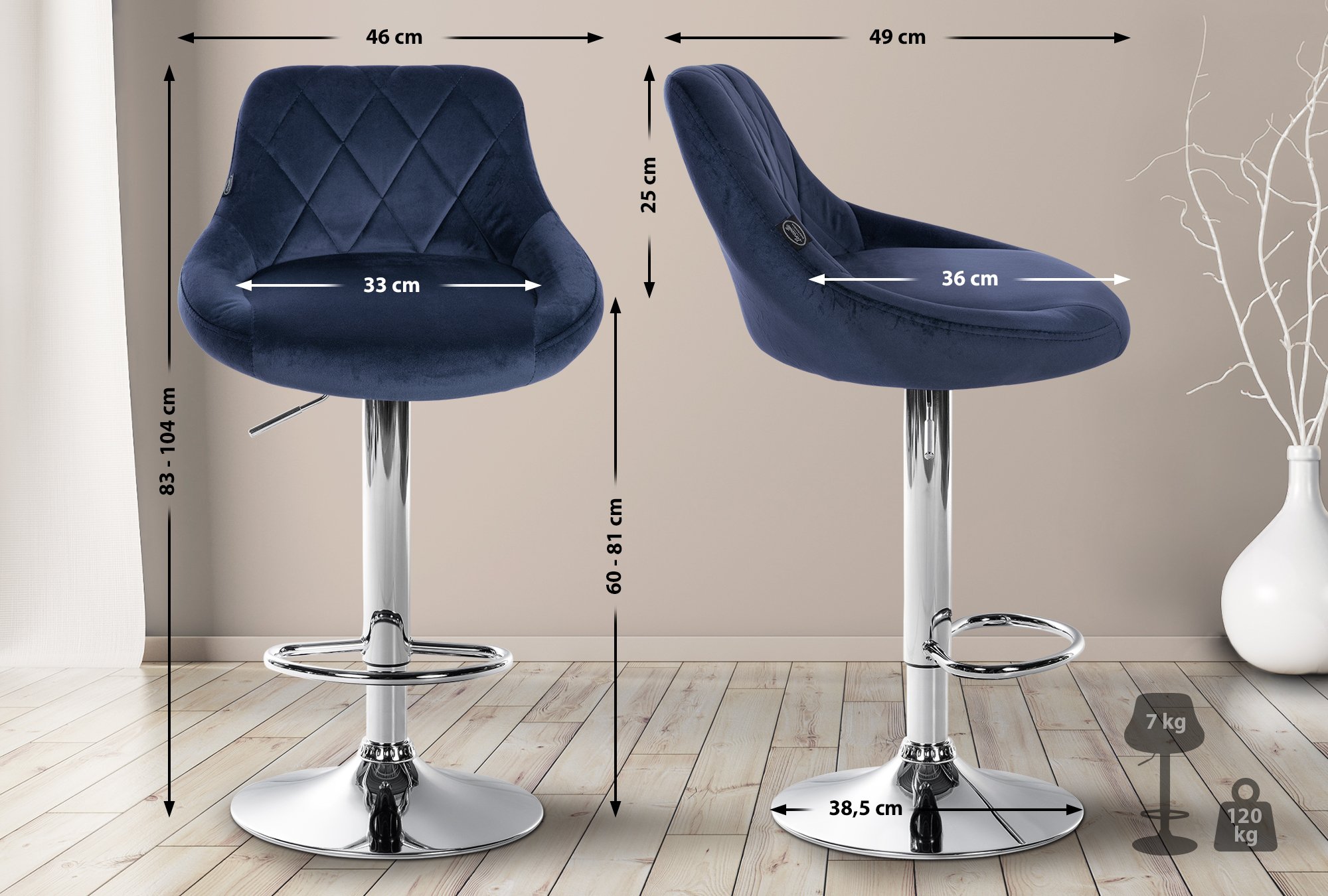 Set de 2 Taburetes Lazio en terciopelo