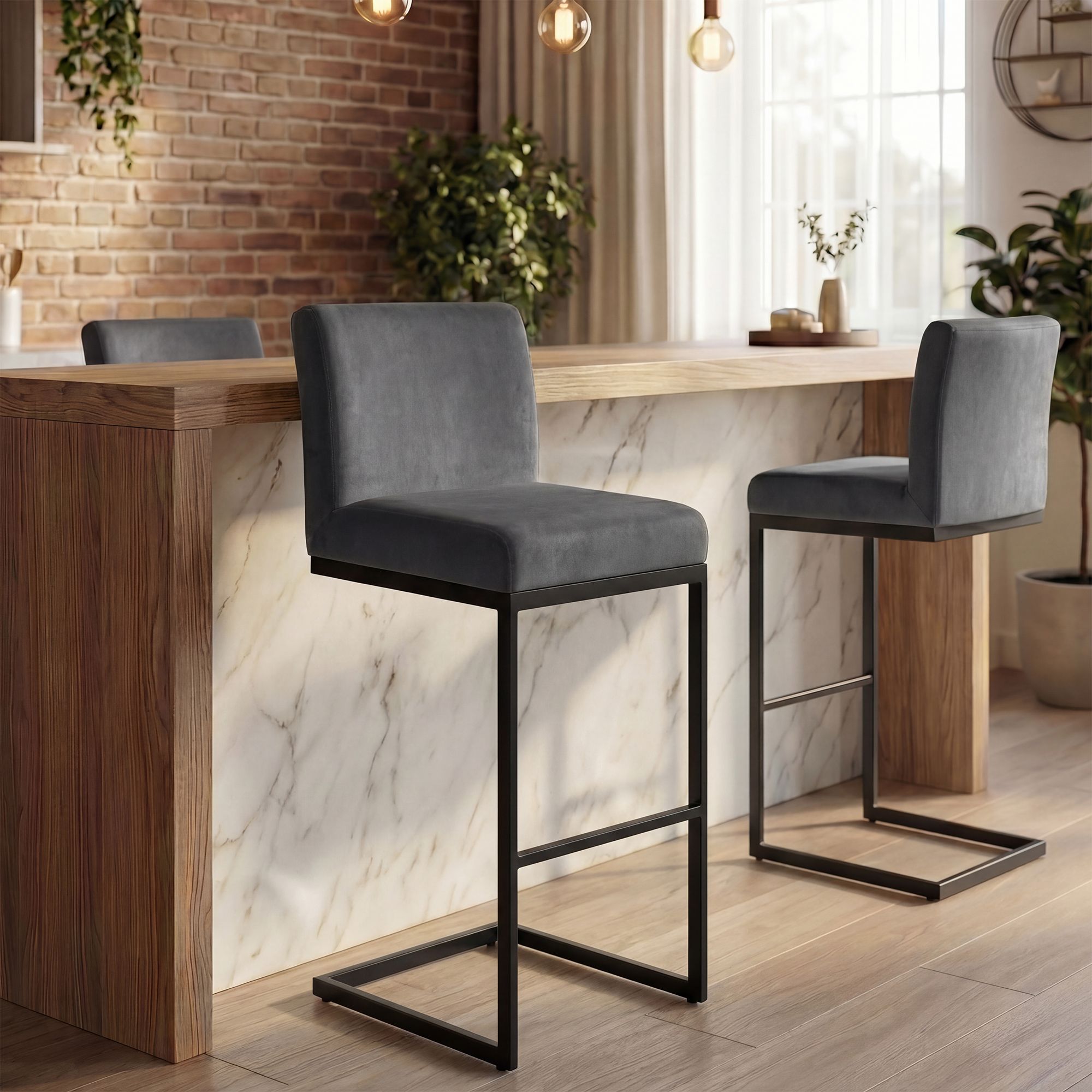 Taburete de bar de terciopelo Hopewell