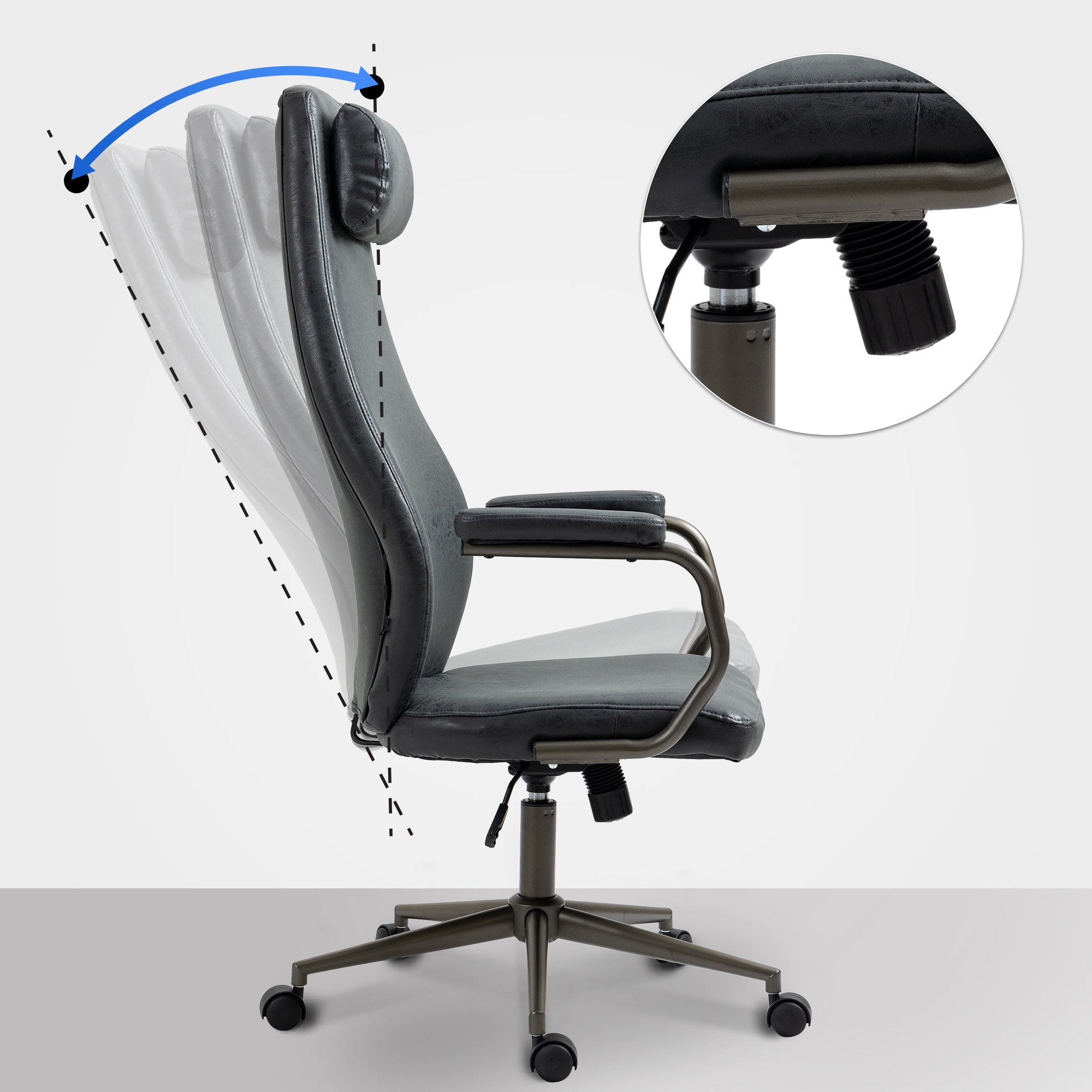 Silla de oficina Pocatello en cuero sintético y respaldo alto