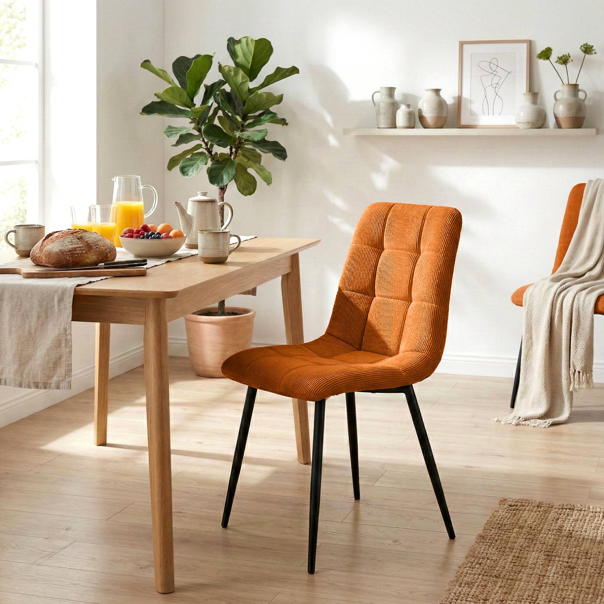 Set de 2 sillas de comedor Antibes de pana
