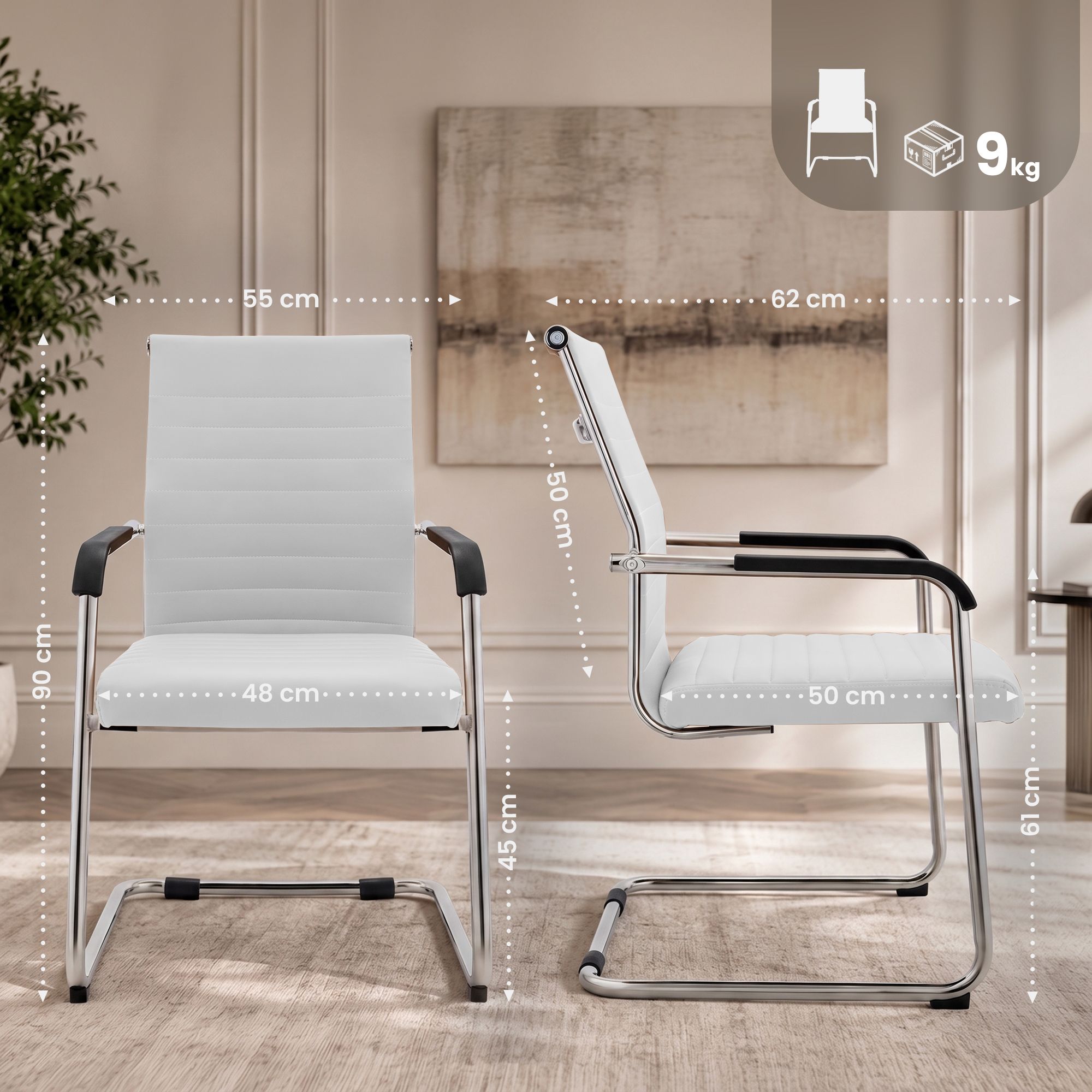 Silla cantilever Hakon en imitación de cuero elegante y cómoda para tu comedor o oficina