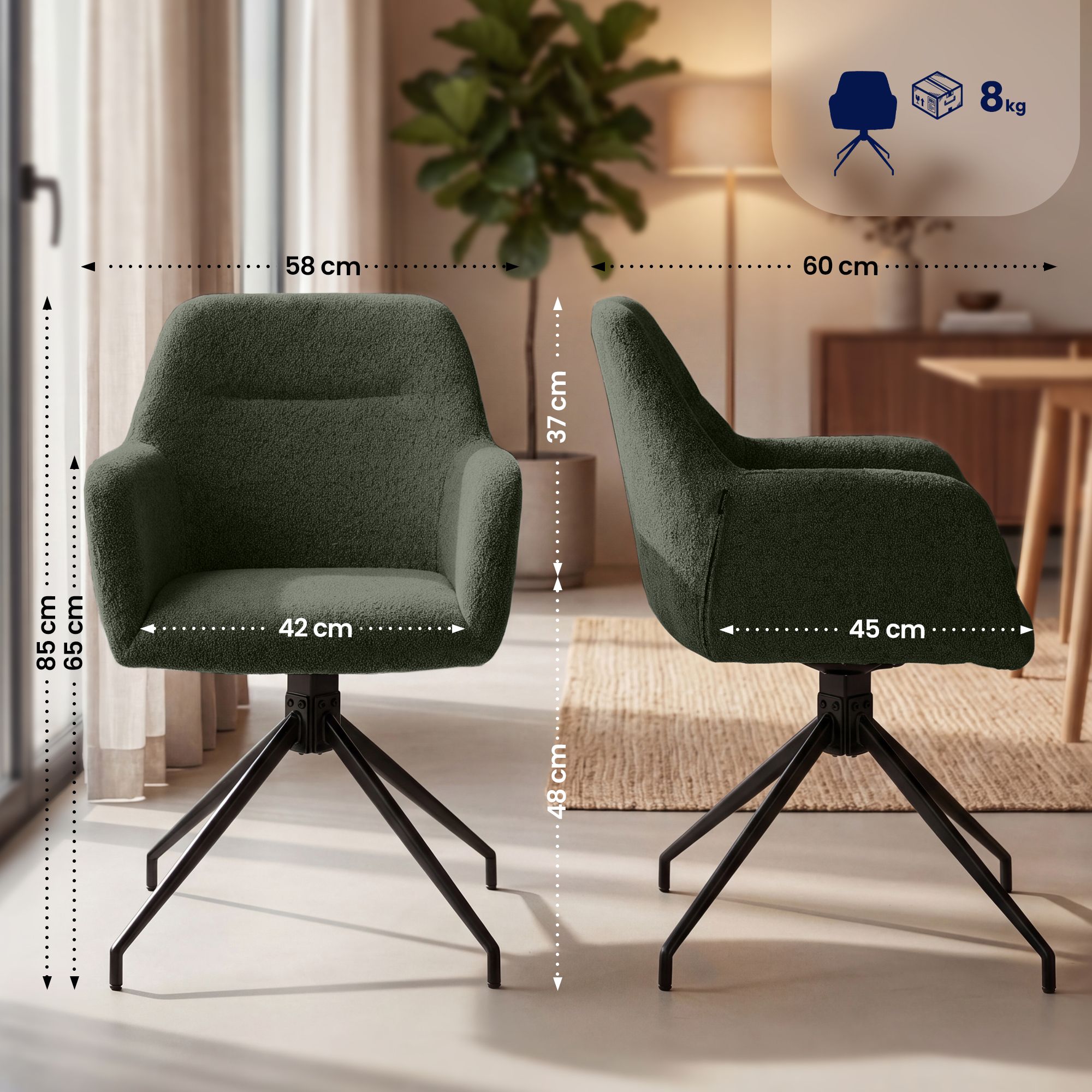 Silla de Comedor Merlinda con Tejido Teddy
