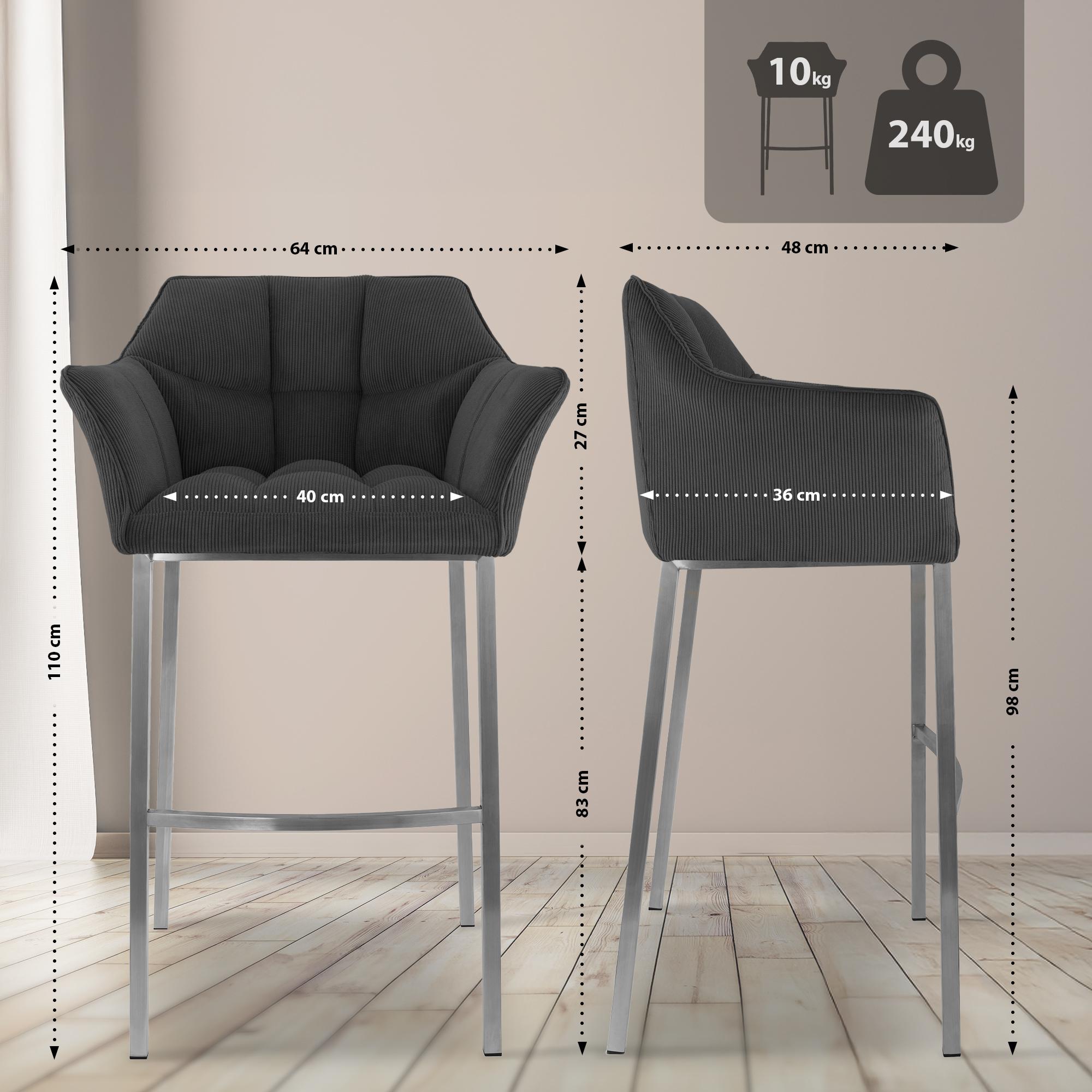 Taburete de bar Damaso Cord con base de cuatro patas