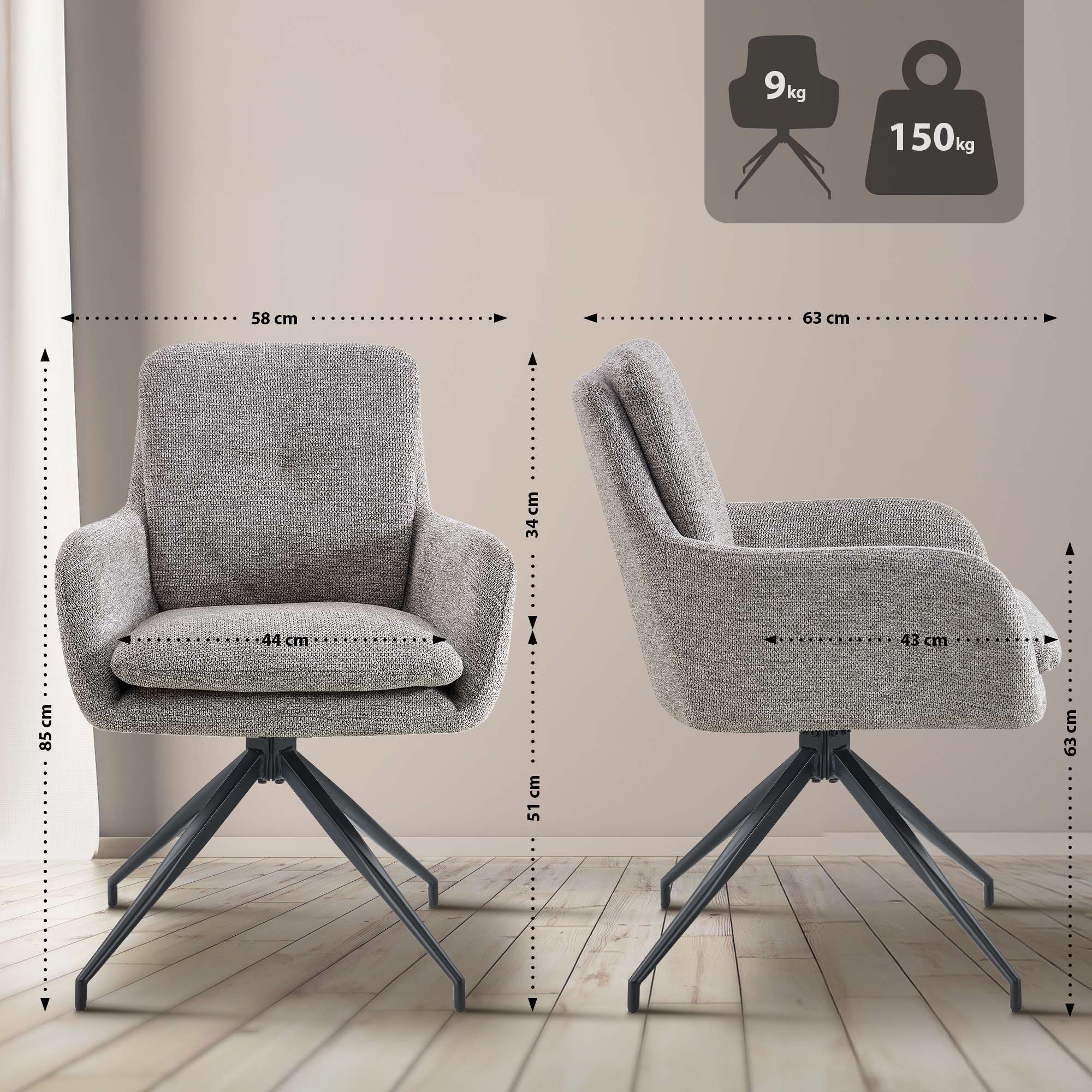 Silla de comedor Pickett tela