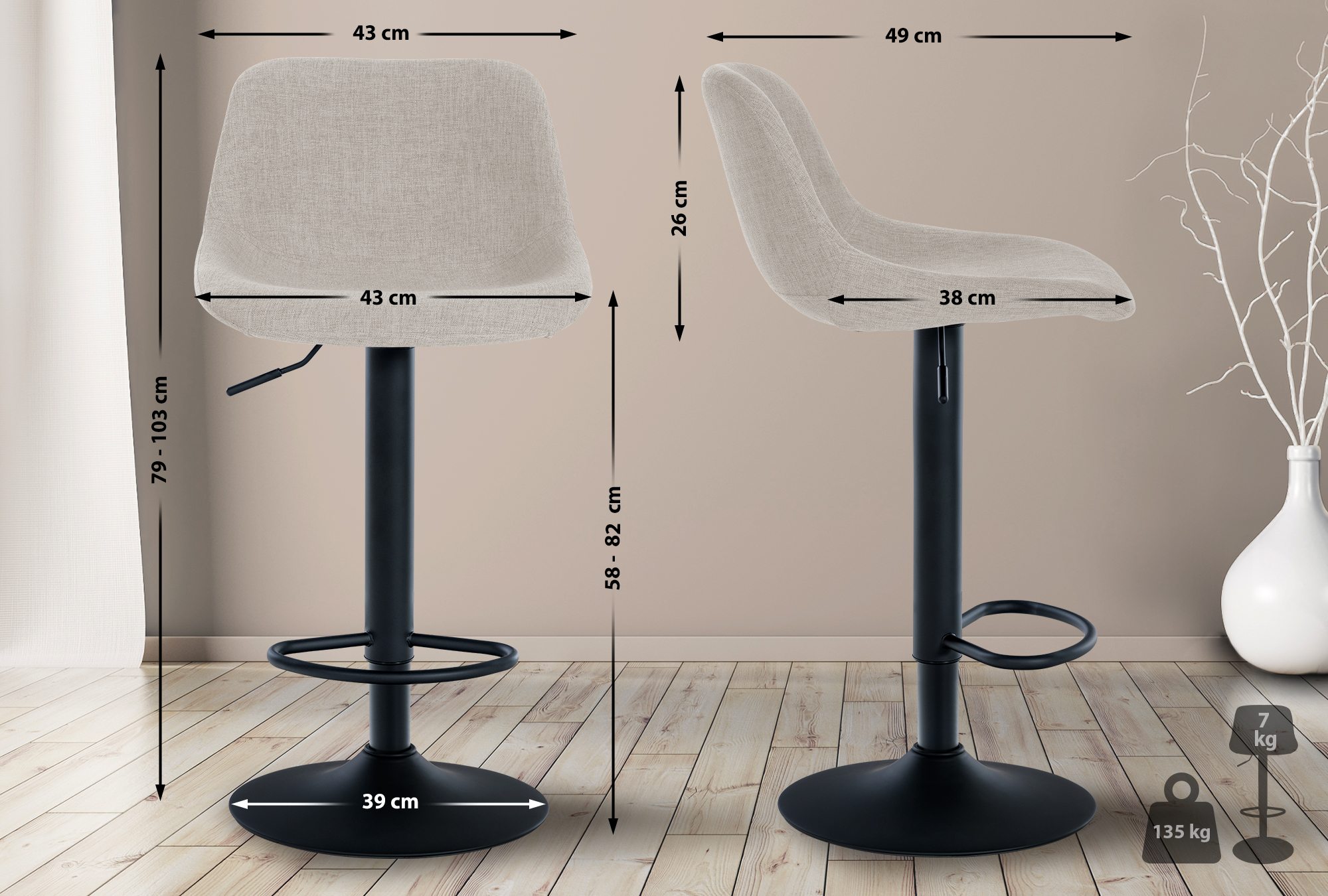 Set de 2 Taburetes de bar Loft