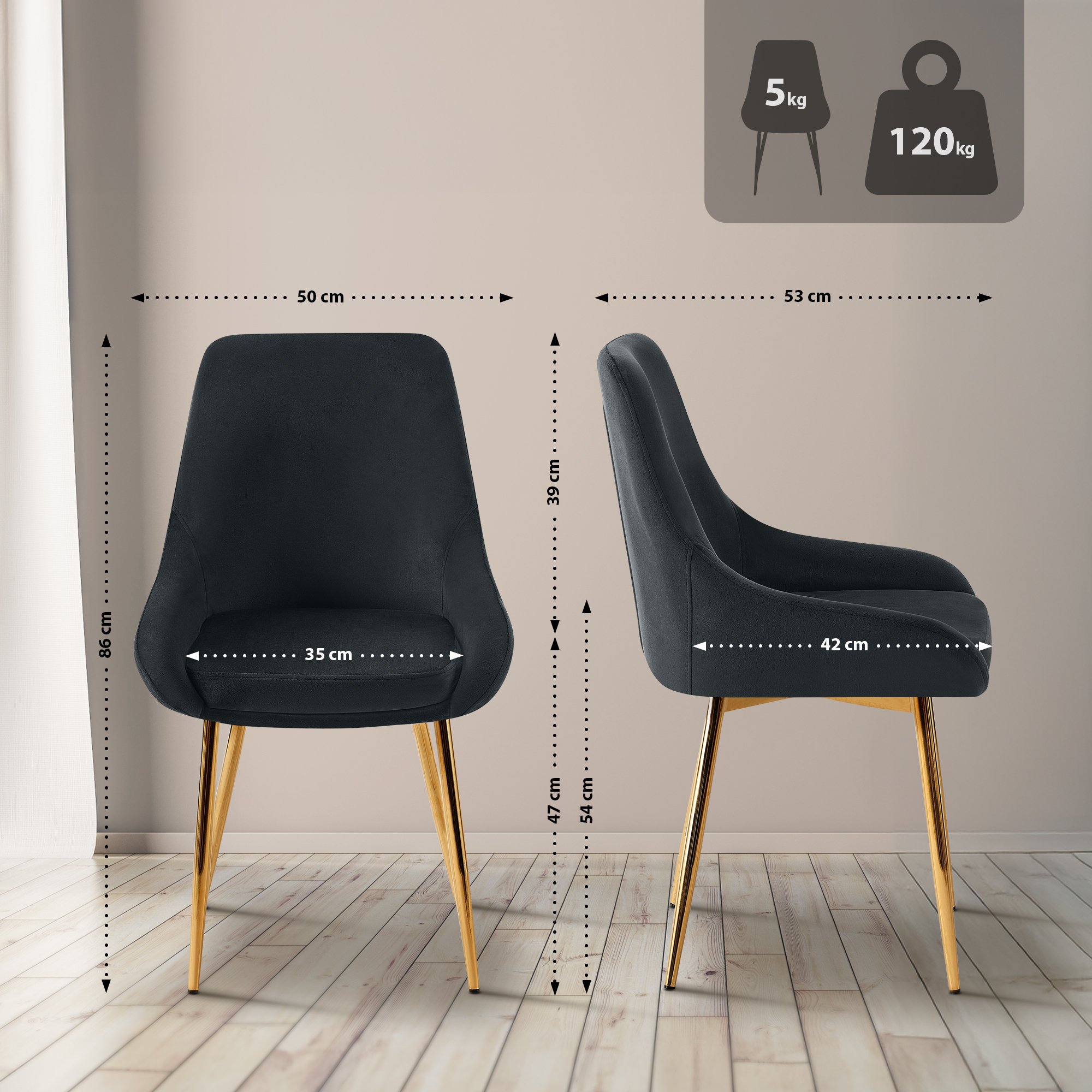 Silla de comedor Elmira Terciopelo