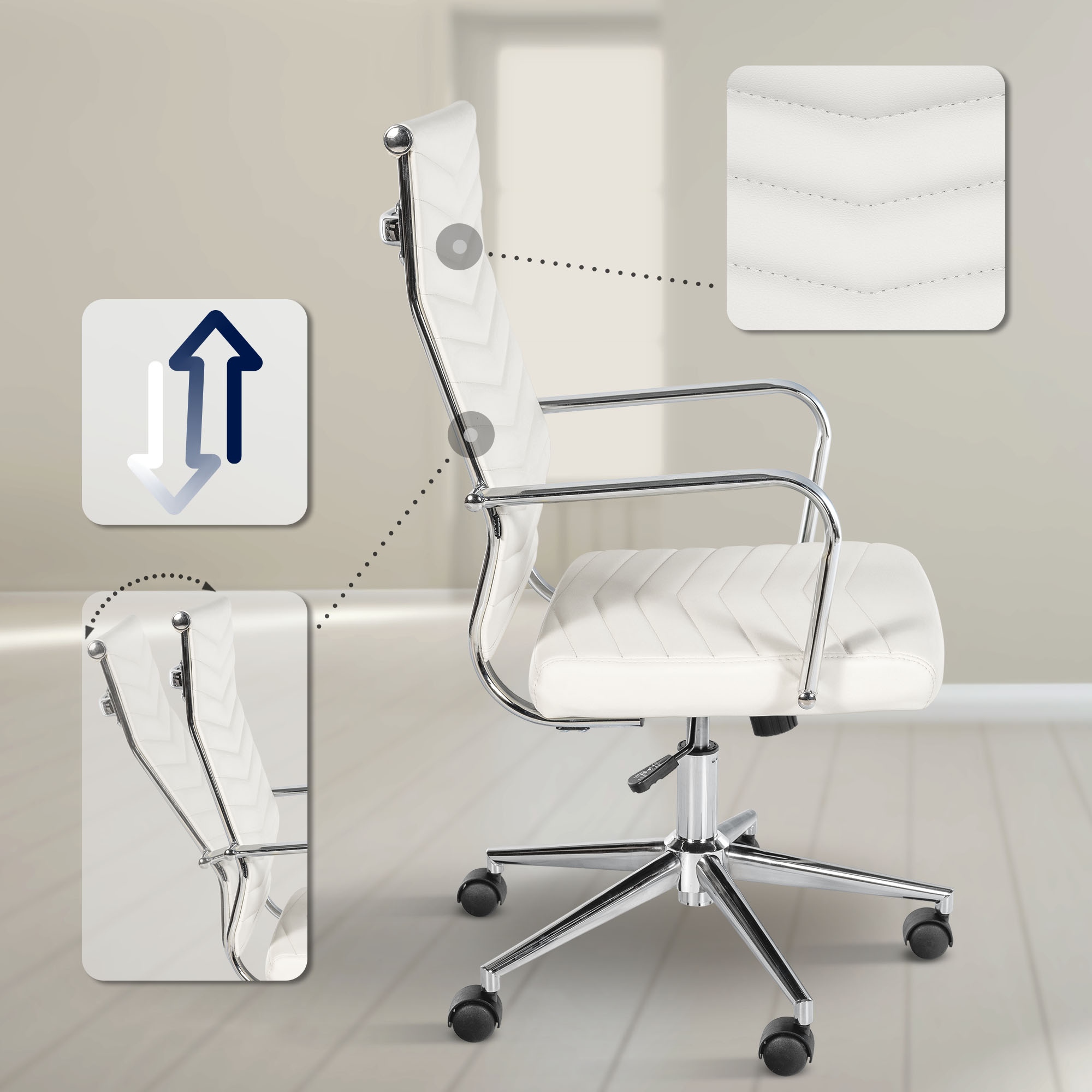 Silla de oficina de piel sintética Canby