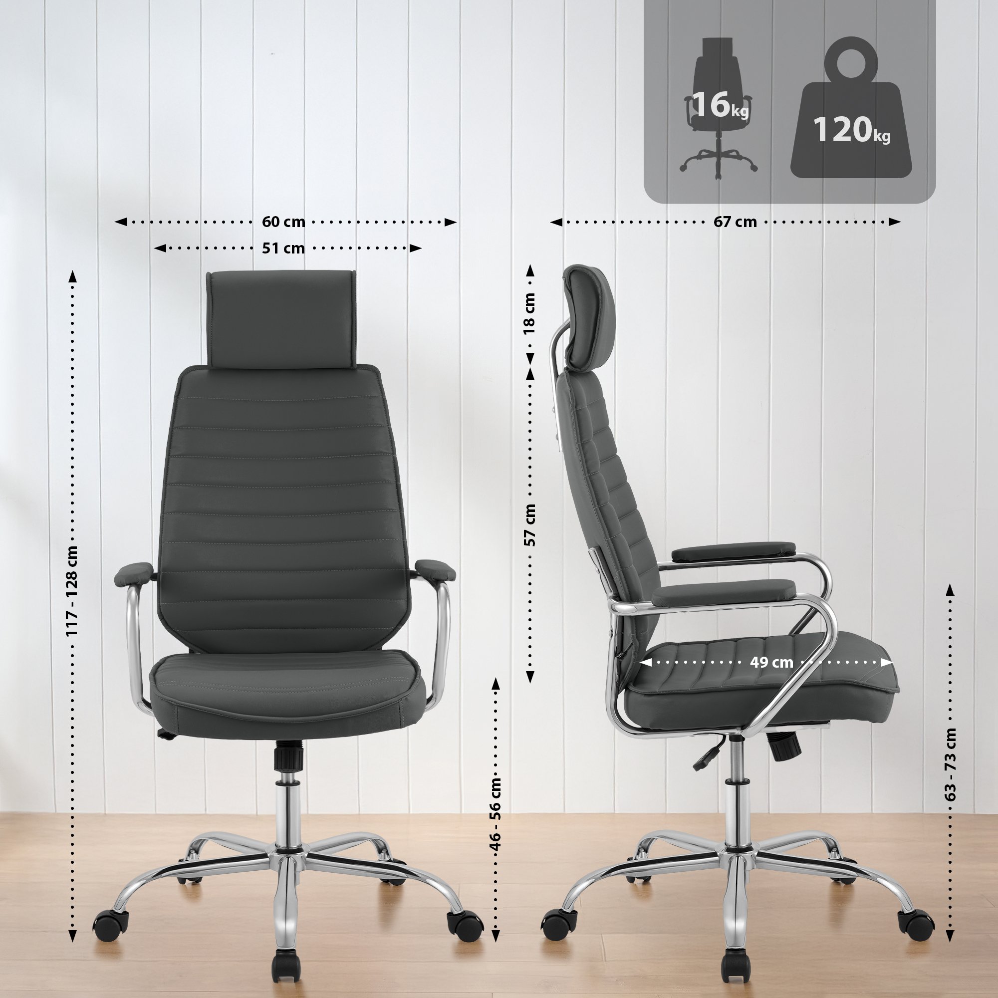 Silla de Oficina Rako de Cuero Sintético