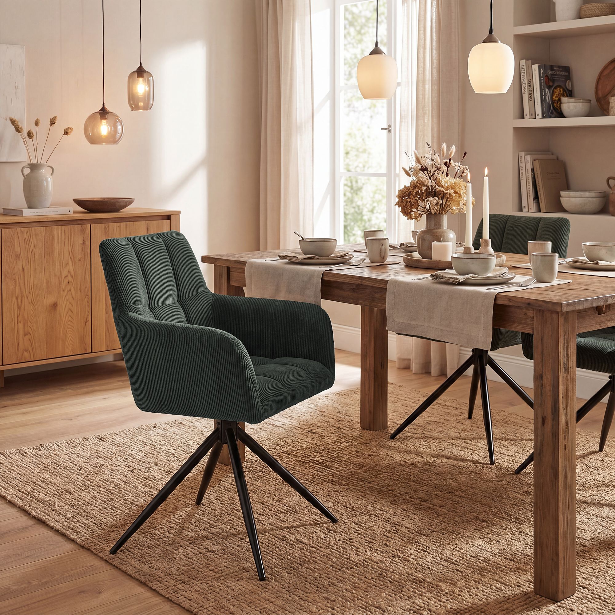 Silla de comedor Jonah de pana