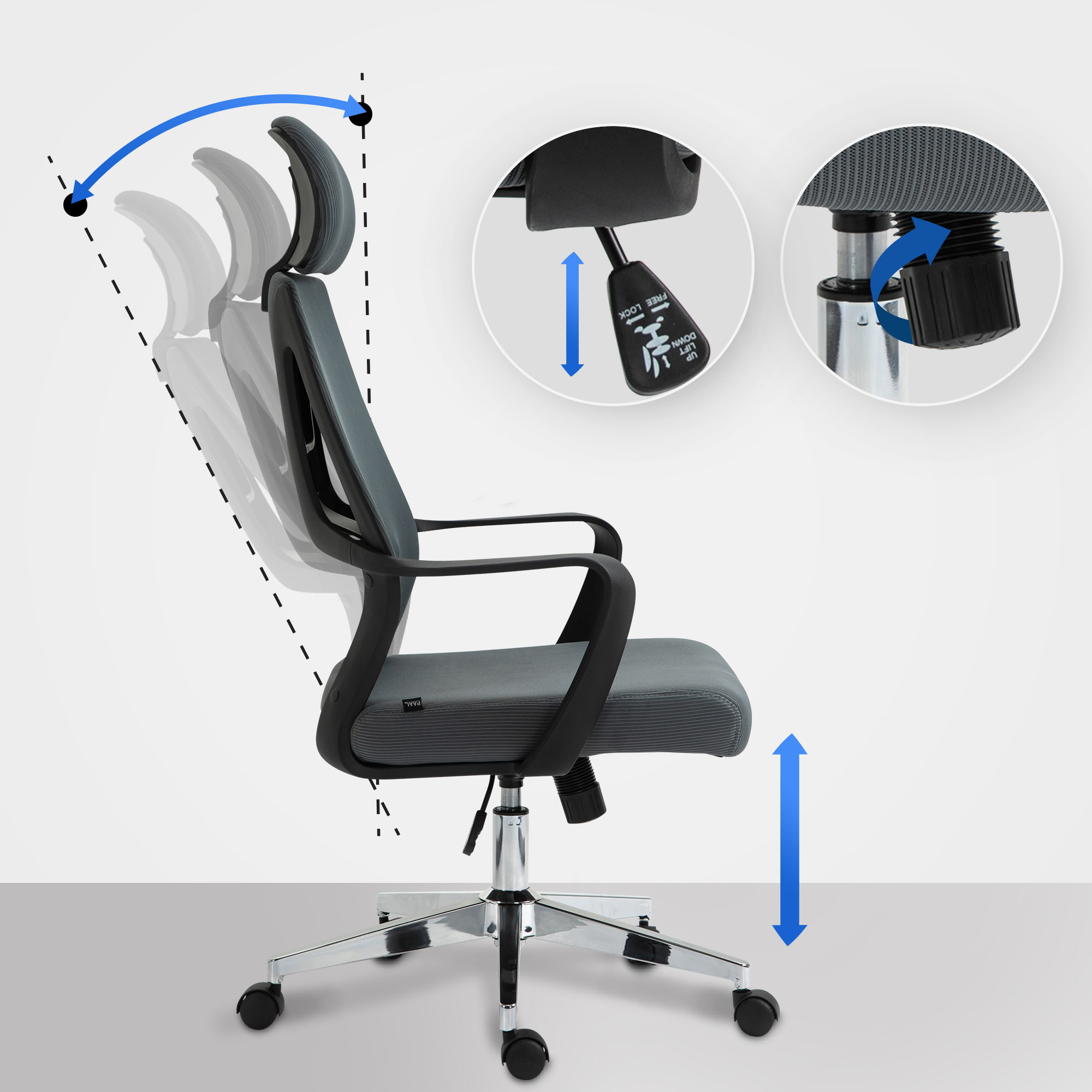 Silla de oficina Kanab con reposacabezas