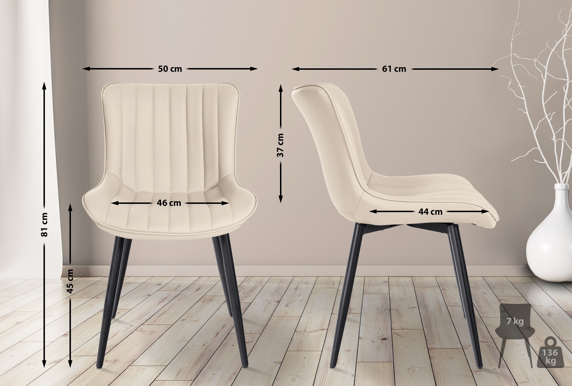Silla de comedor Largo en terciopelo o polipiel