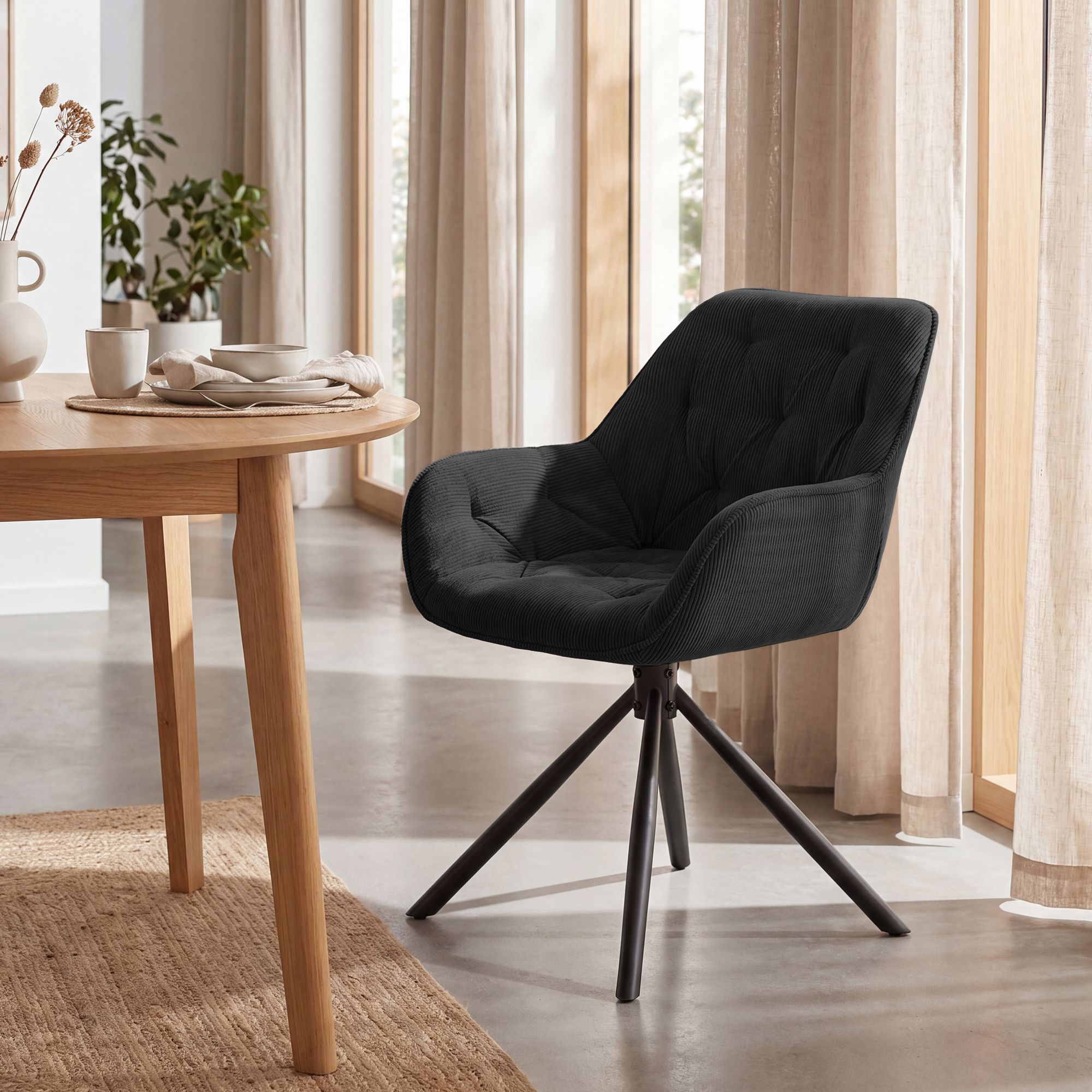 Silla de comedor Rimio de pana