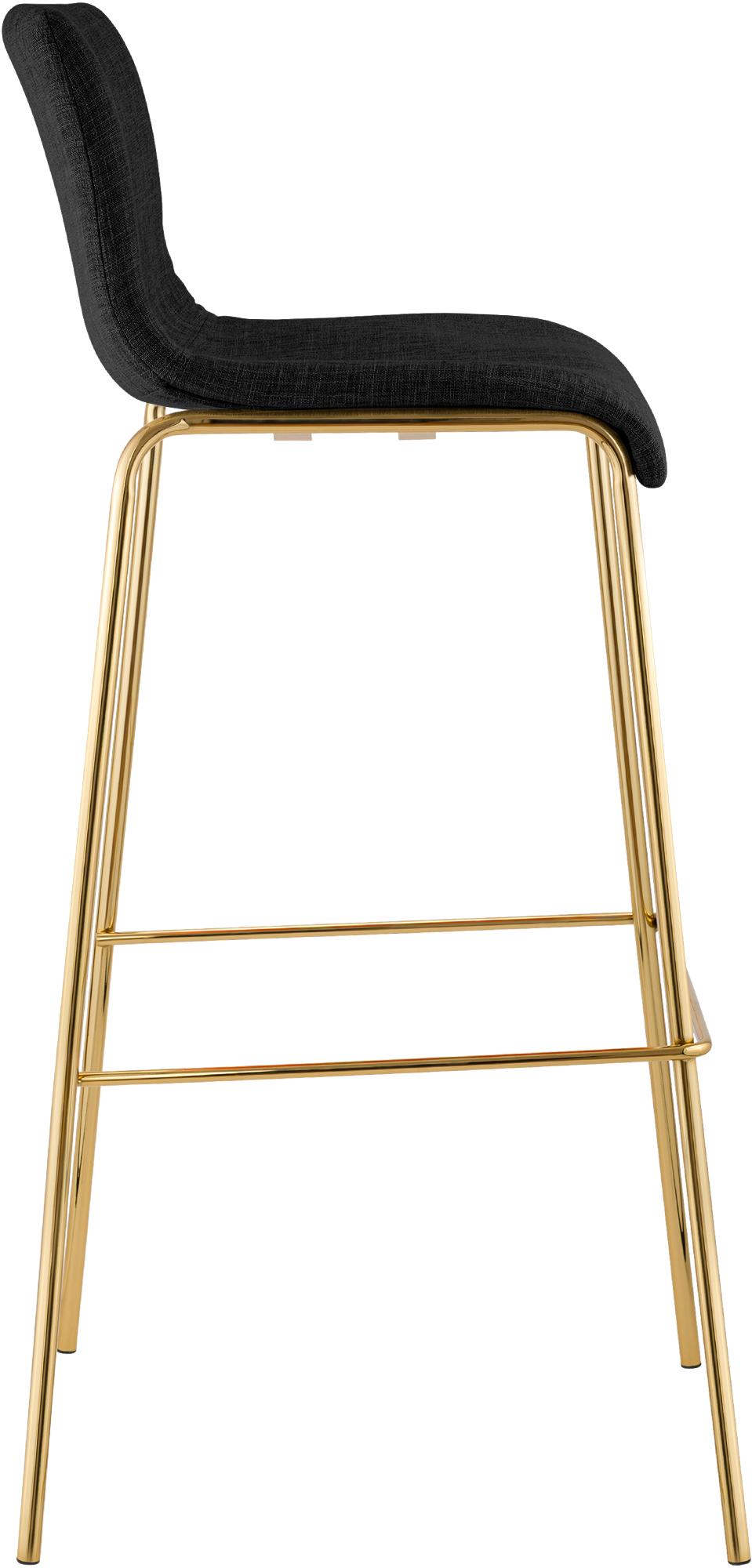 Set de 2 Taburetes de Bar Hover de Tela con Estructura de Cuatro Patas Dorada