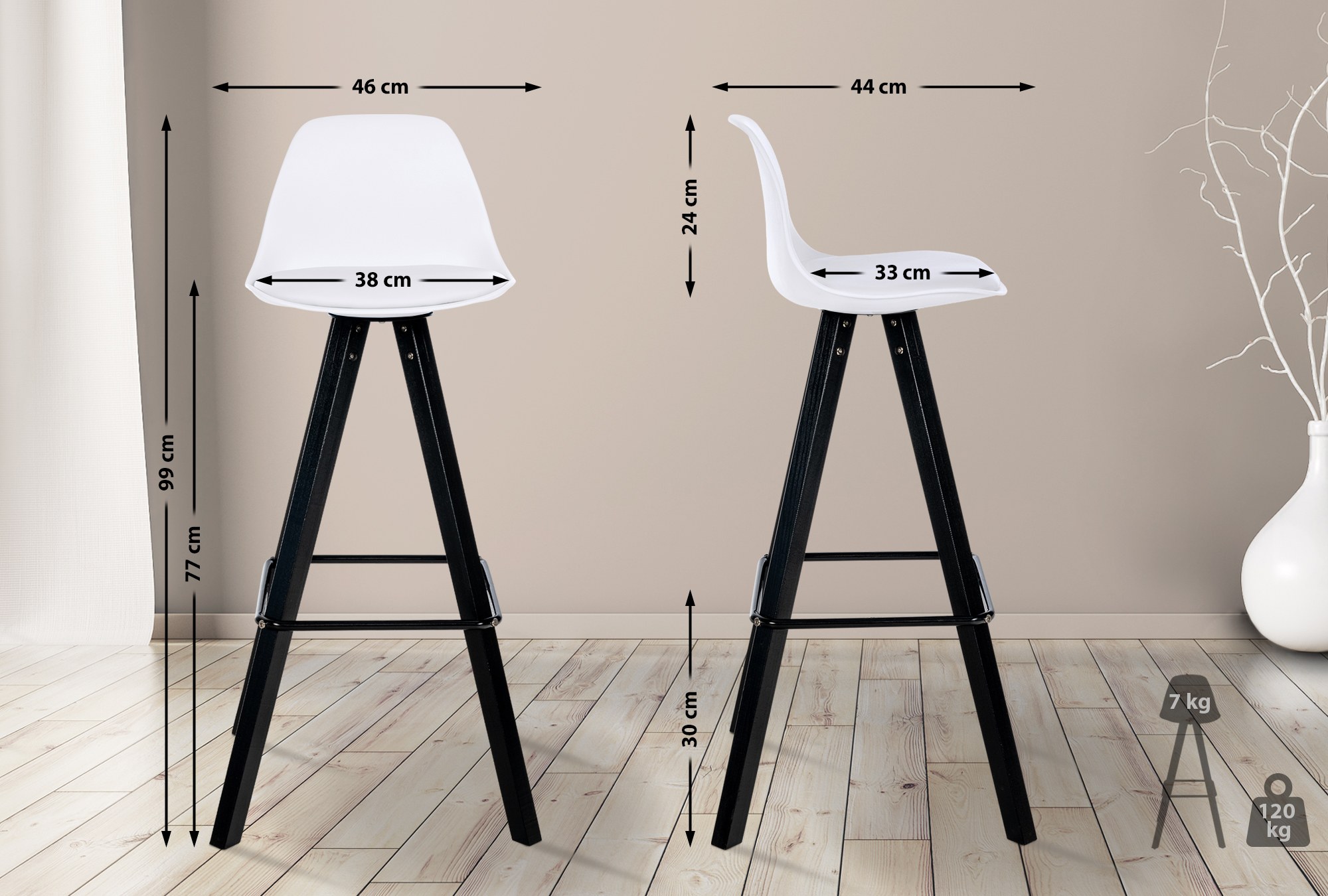 Taburete de bar Corbin de polipiel con base de 4 patas cuadradas