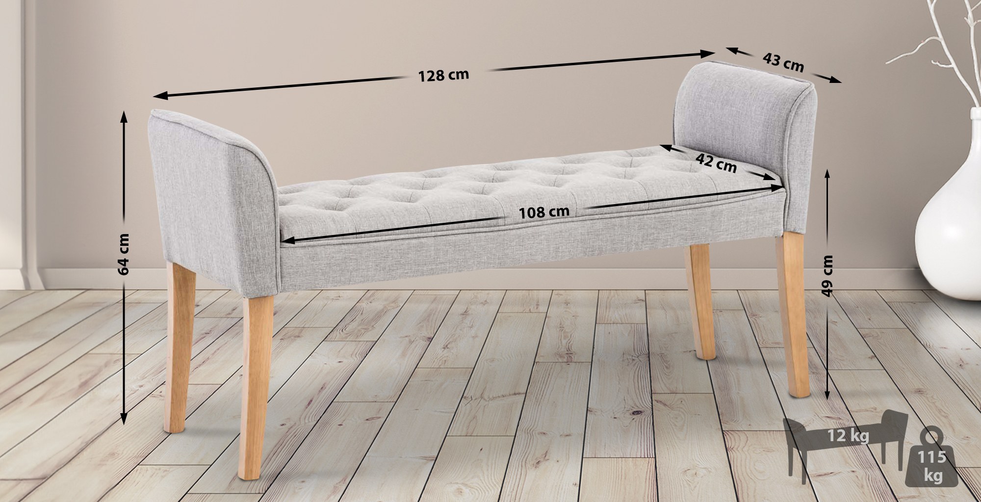 Chaise Longue Cleopatra Tapizado en Tela