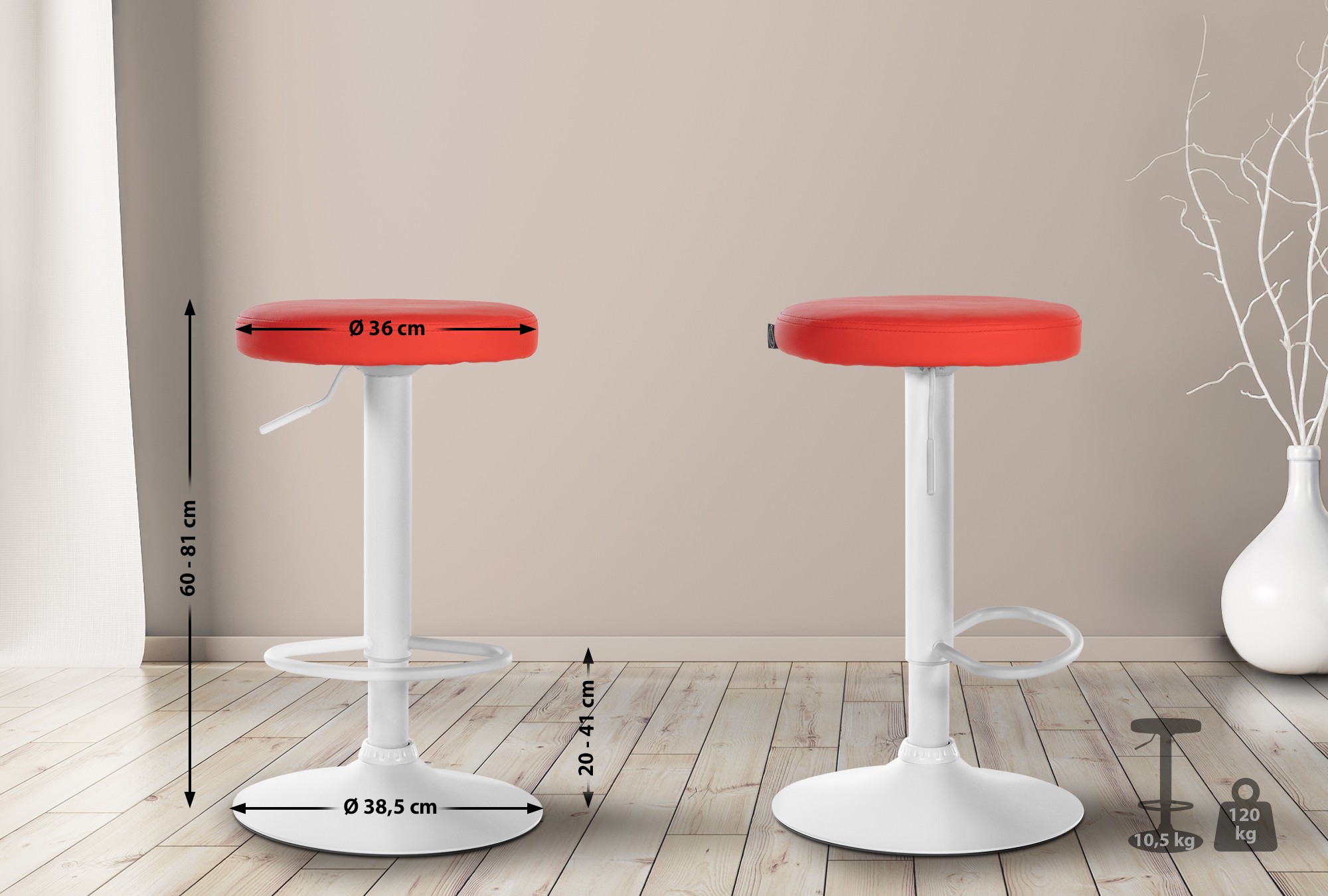 Set de 2 taburetes de bar Ponte en polipiel