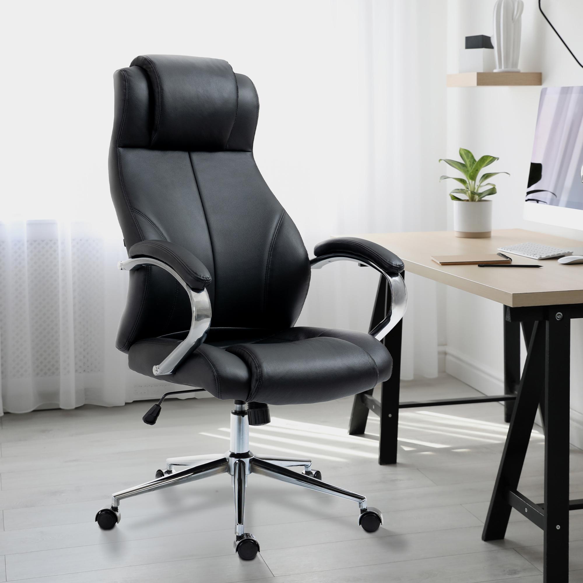 Silla de oficina Salford de cuero auténtico