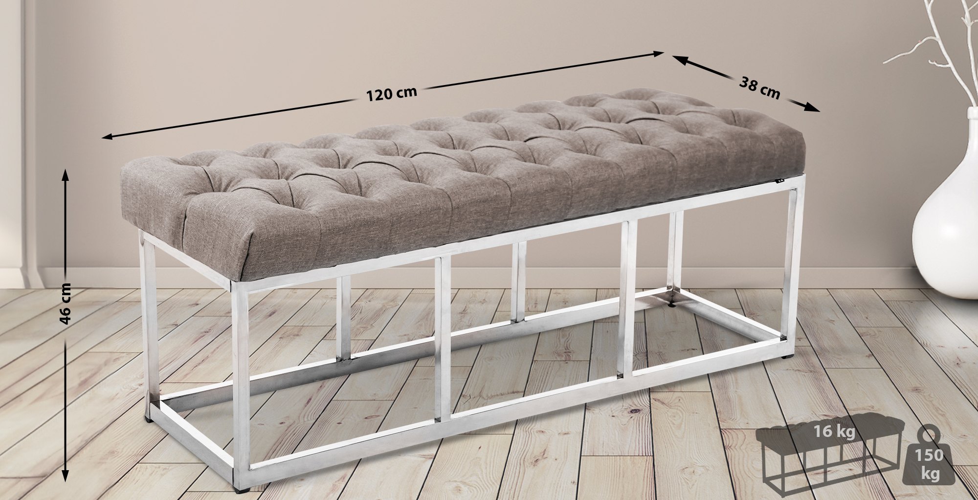 Taburete Pie de Cama Amun en Tela