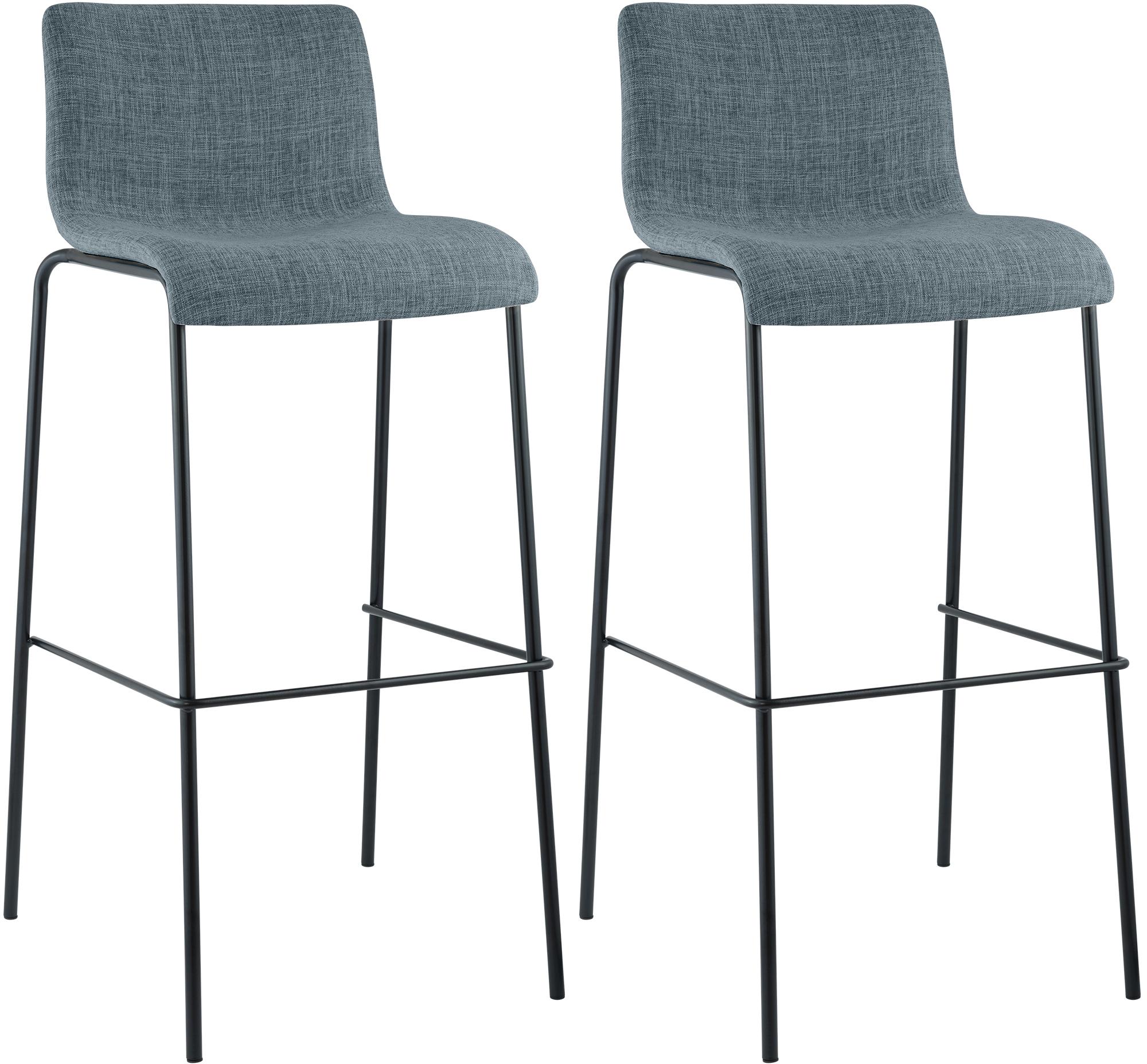 Juego de 2 taburetes de bar Hover, tela, base de cuatro patas