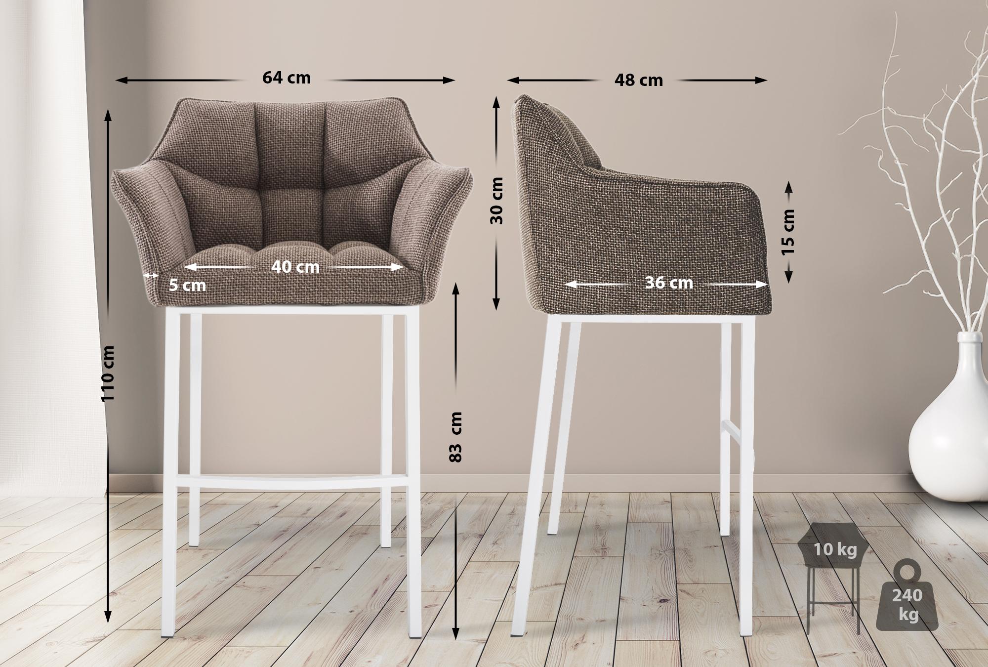 Taburete de Bar Damaso Tela con Base de Cuatro Patas