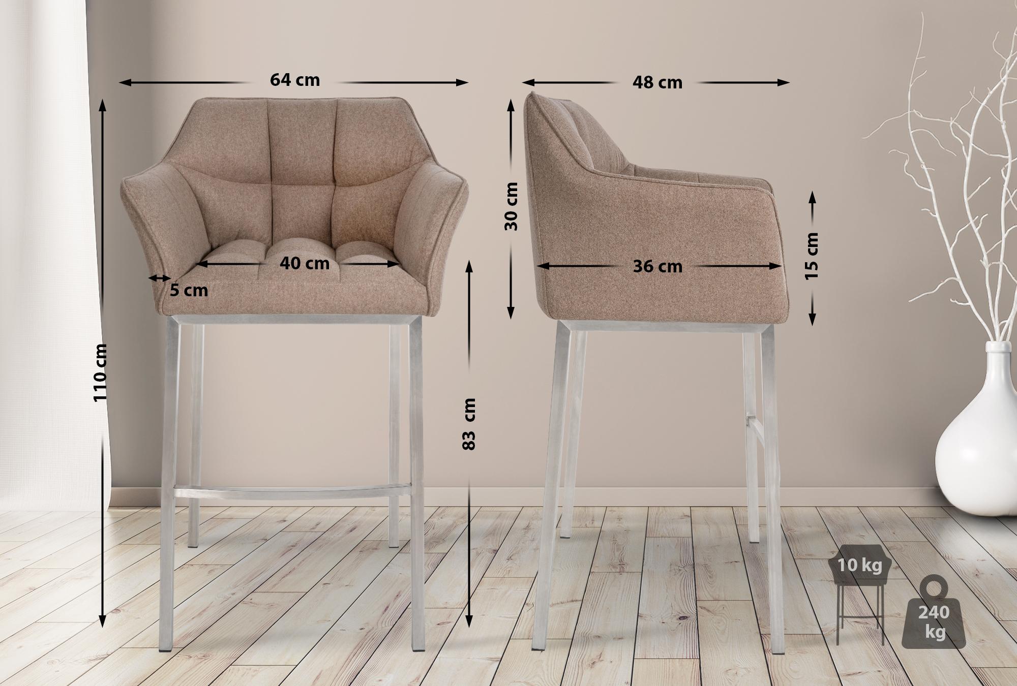 Taburete de Bar Damaso con Fieltro y Base de Cuatro Patas
