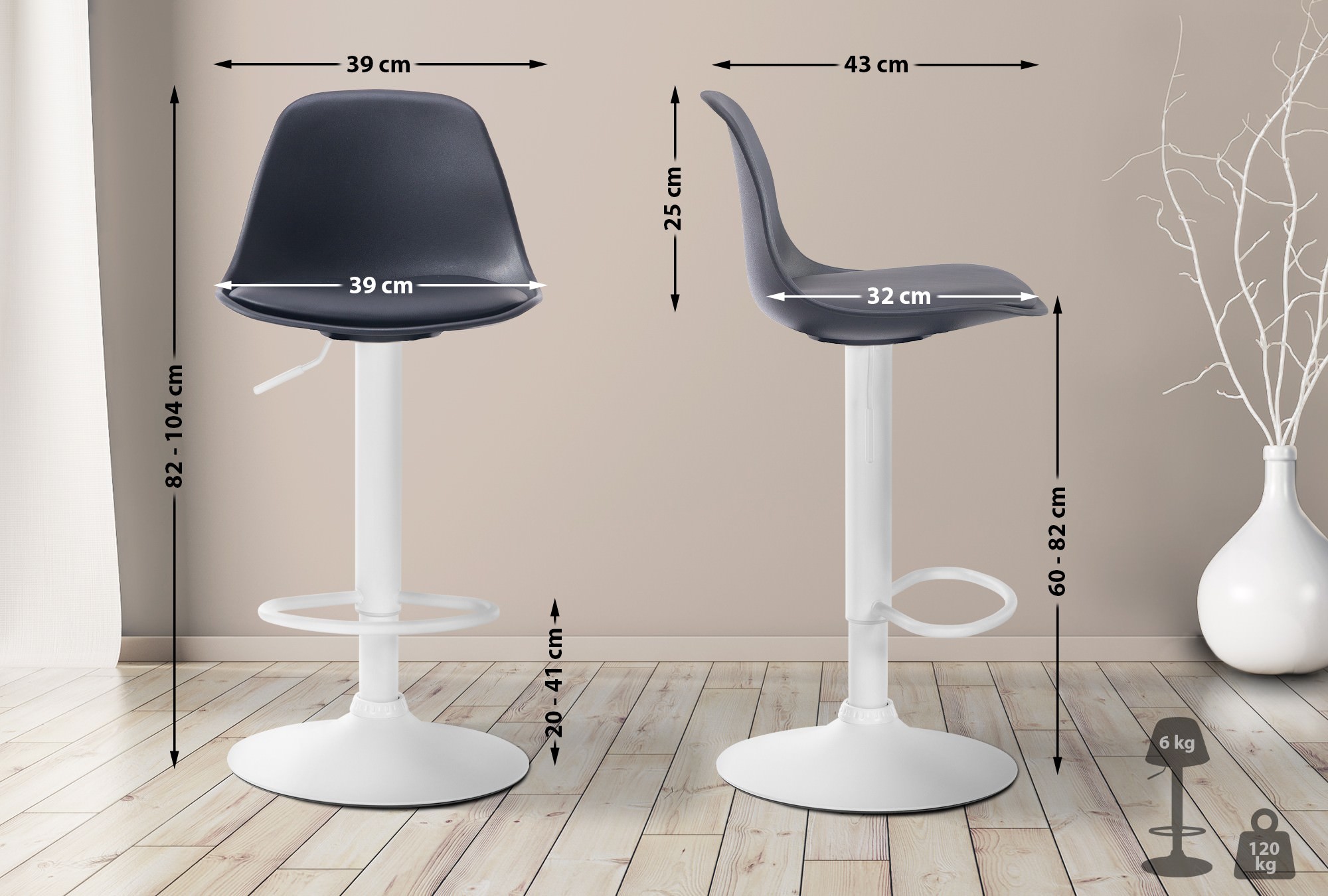 Taburete Kiel Estructura de Plástico & Asiento de Polipiel