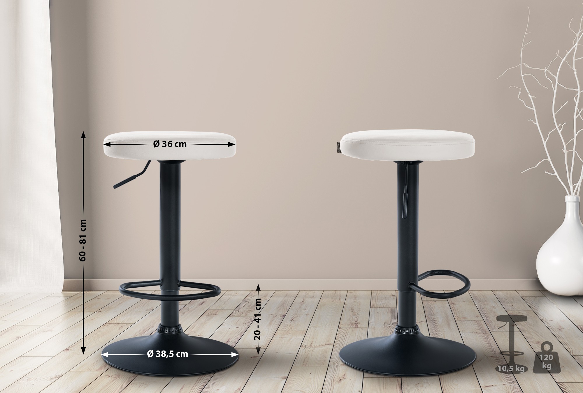 Set de 2 taburetes de bar Ponte en polipiel