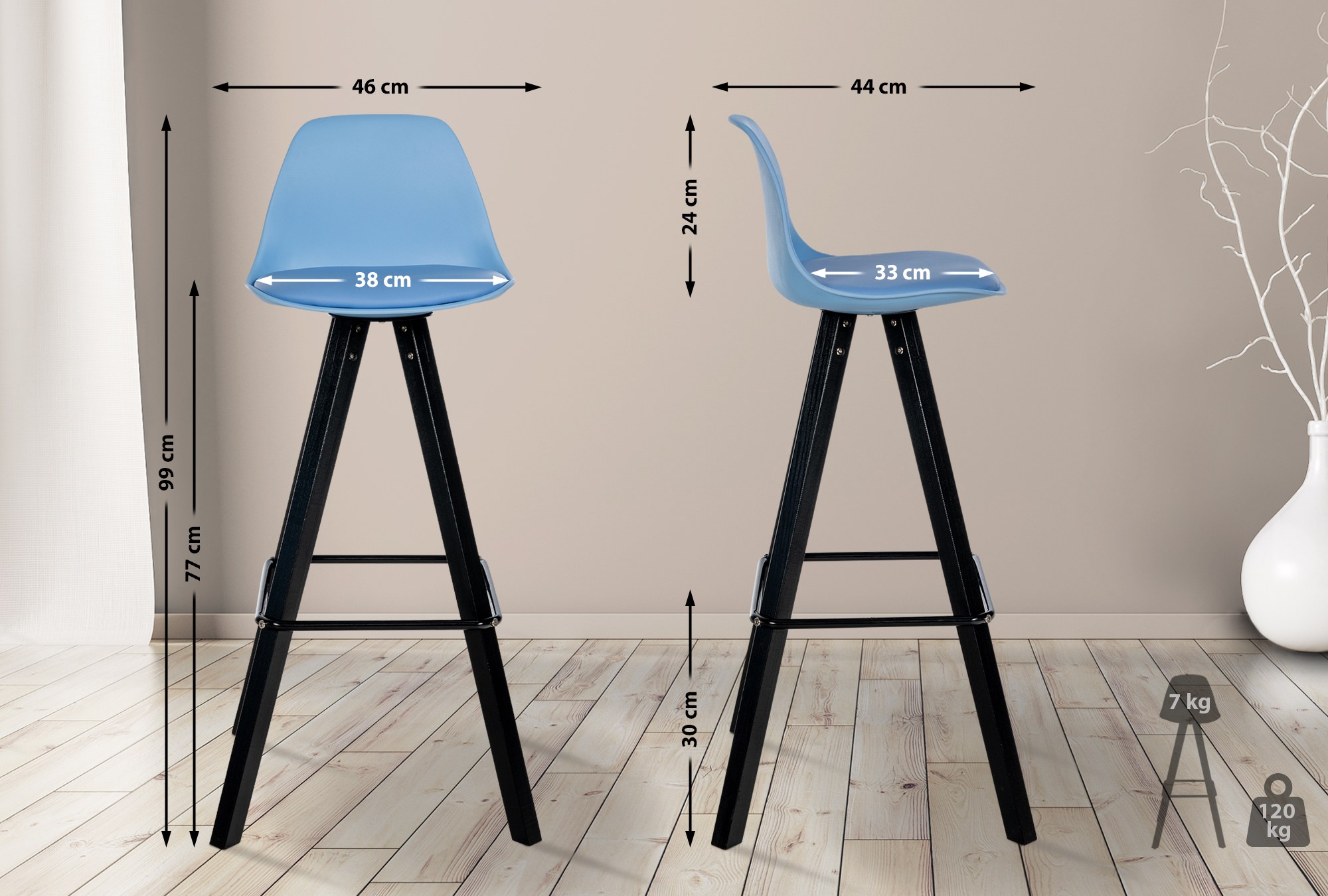 Taburete de bar Corbin de polipiel con base de 4 patas cuadradas