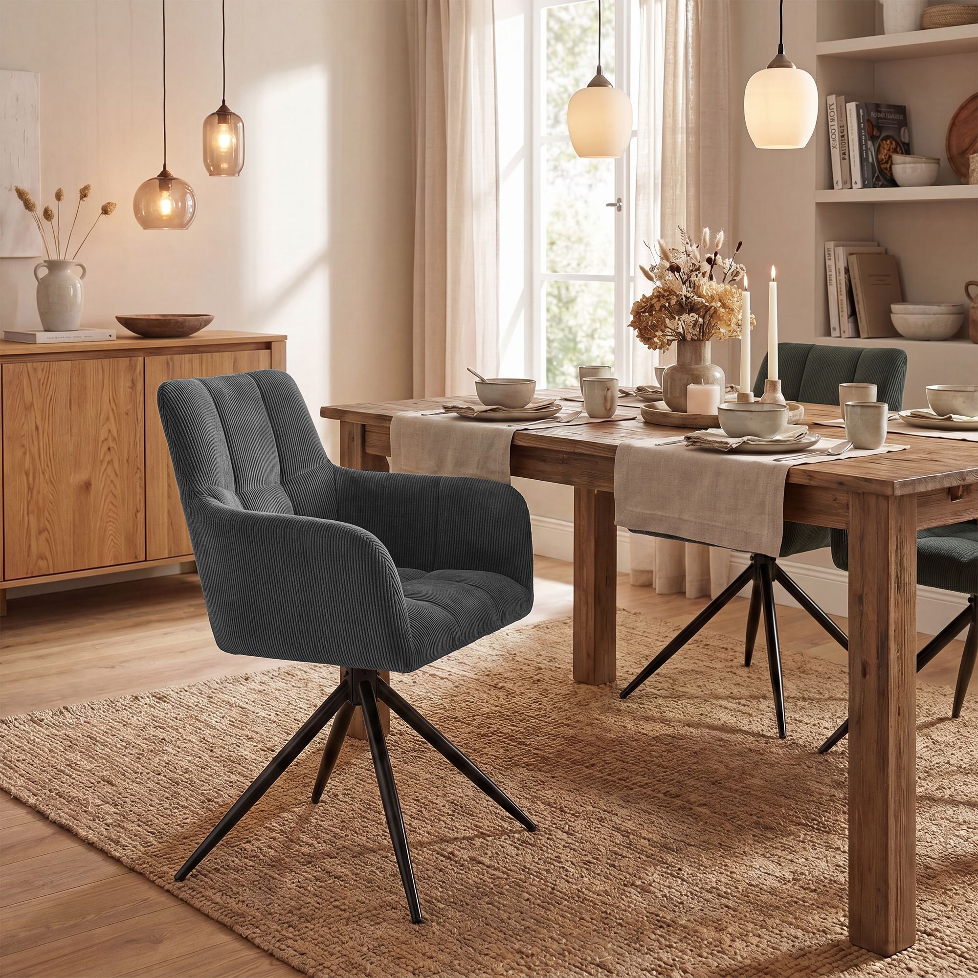 Silla de comedor Jonah de pana