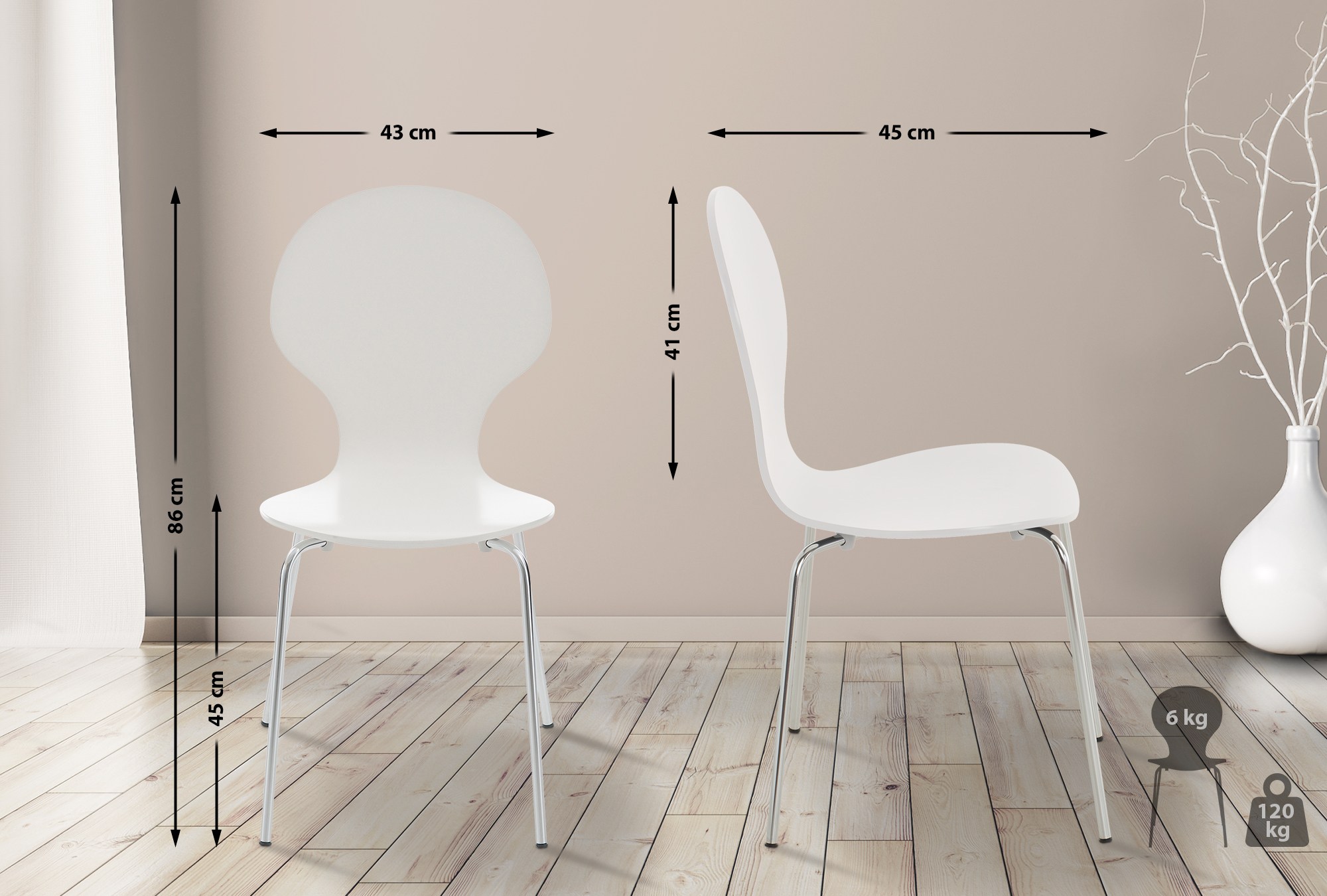 Silla De Comedor Apilable Diego Blanco