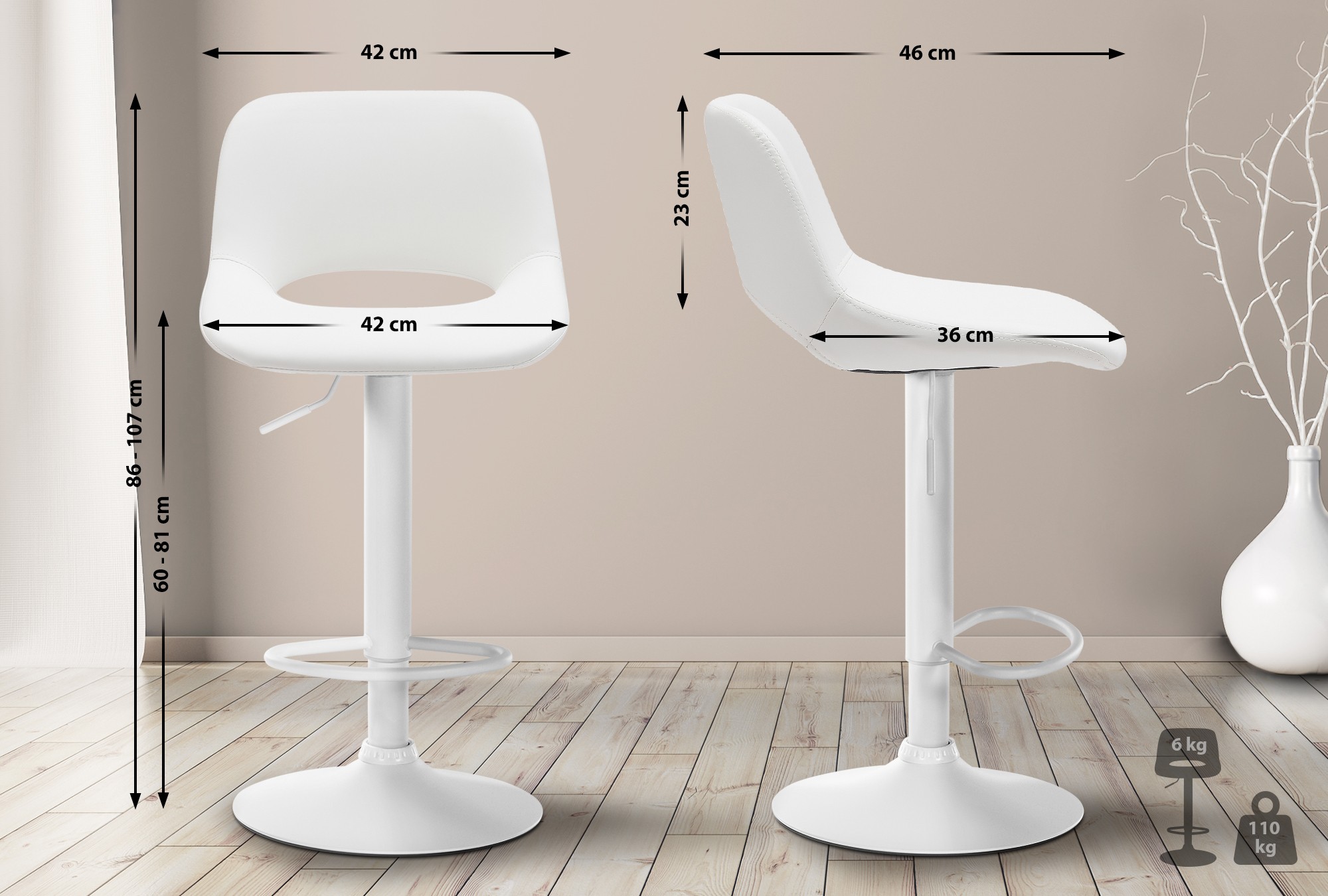 Set de 2 Taburetes de bar Camden En Polipiel