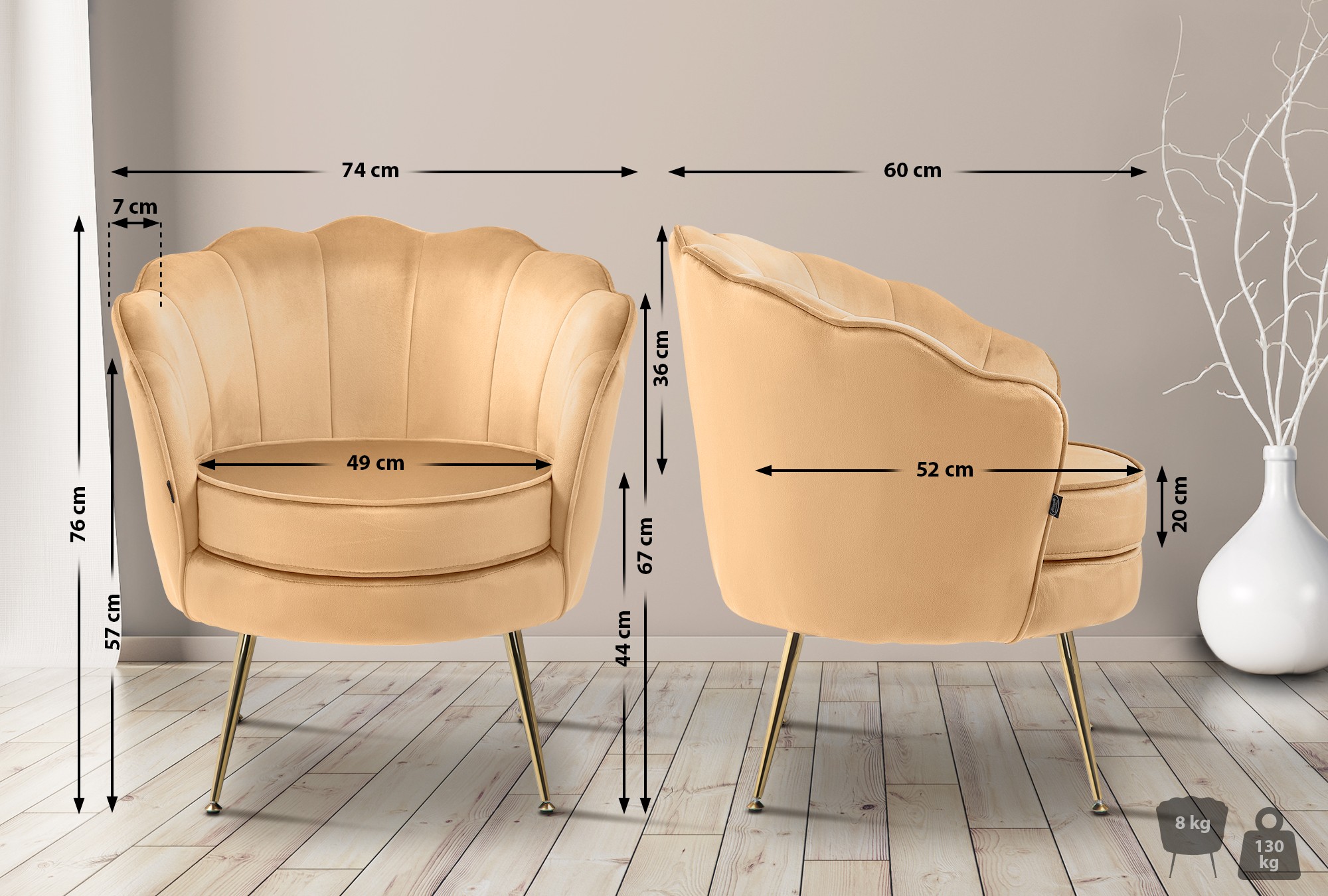 Sillón Rosita en terciopelo