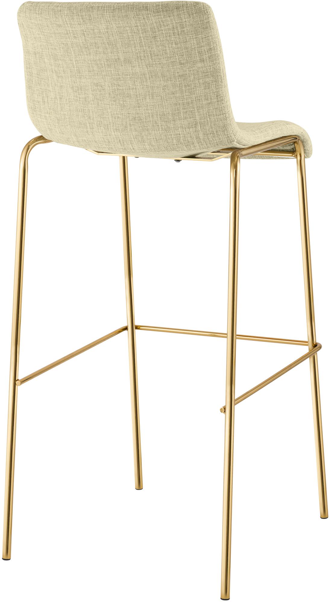 Set de 2 Taburetes de Bar Hover de Tela con Estructura de Cuatro Patas Dorada
