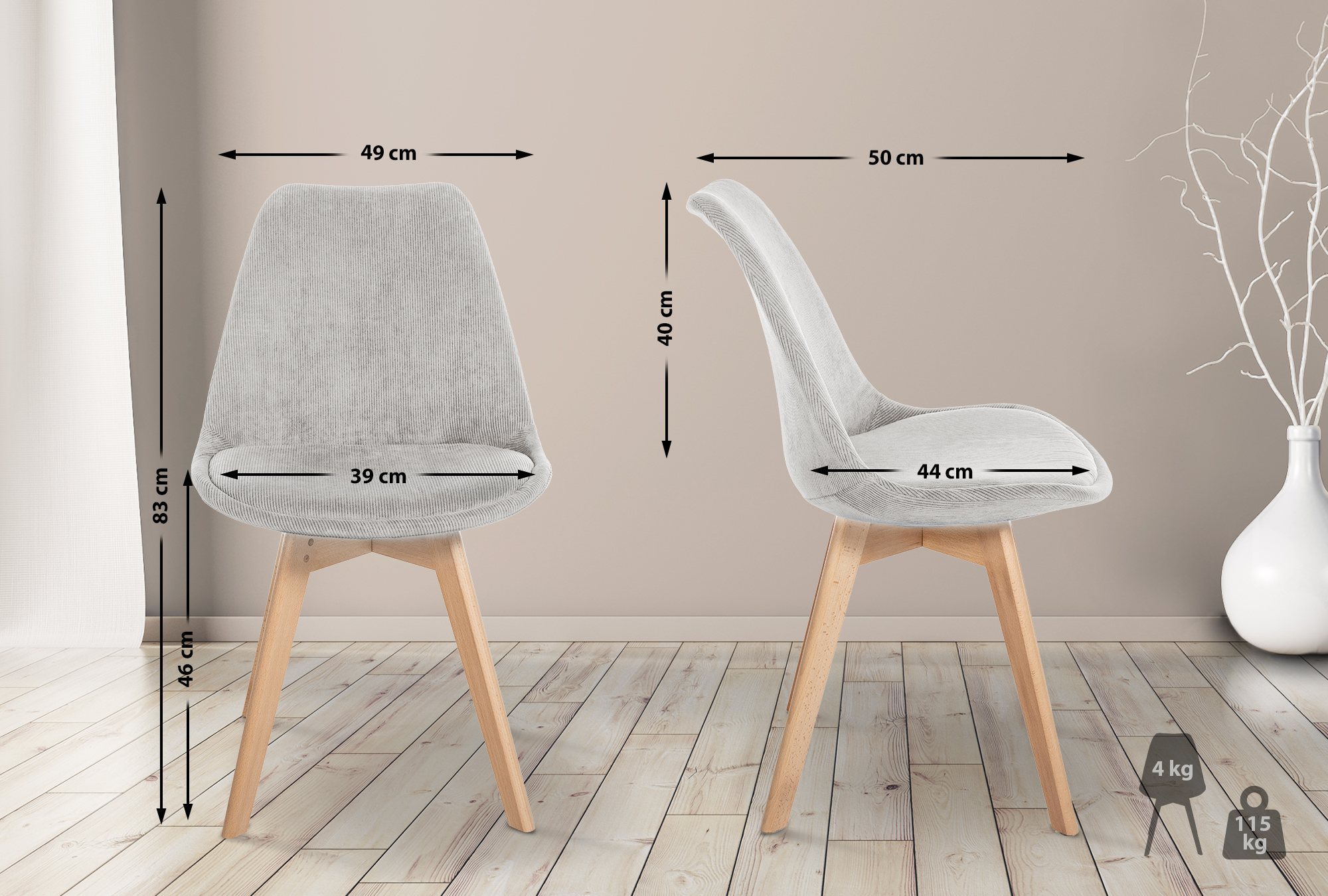 Set De 4 Sillas De Comedor Linares