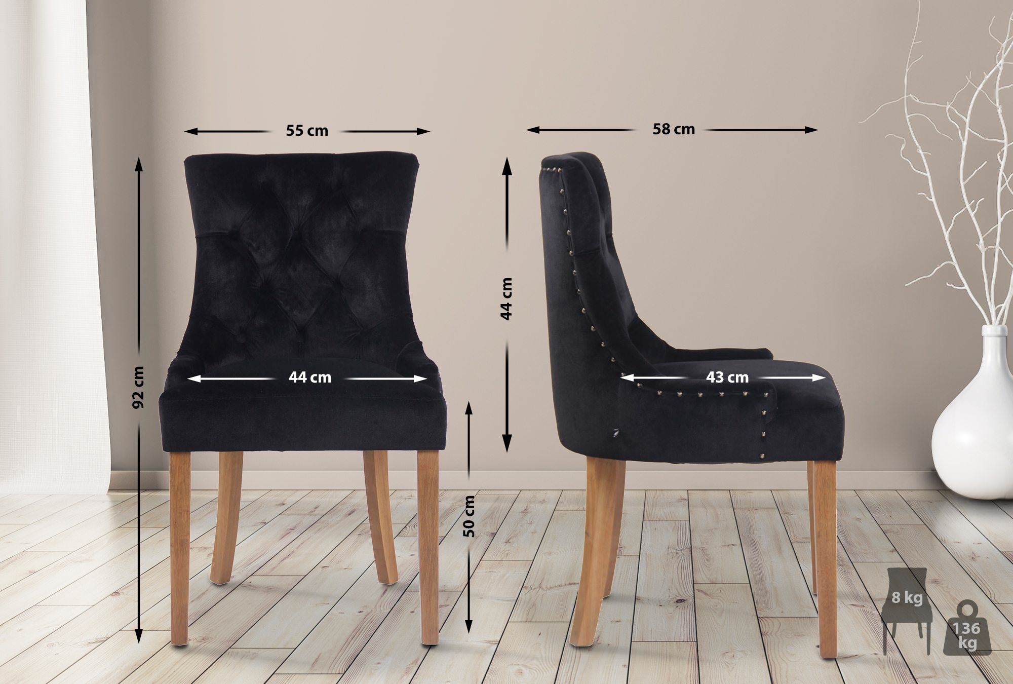 Silla De Comedor Aberdeen En Terciopelo