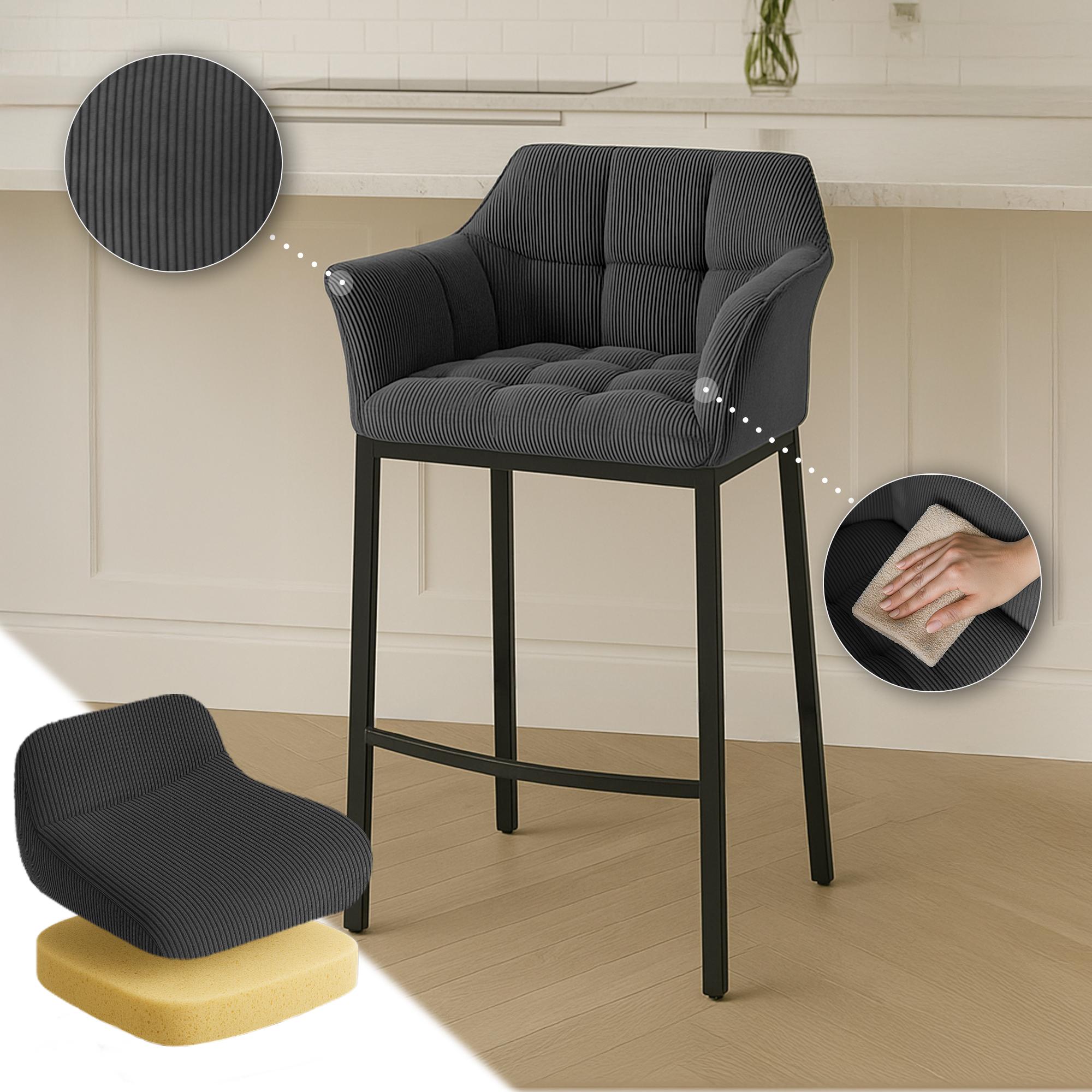 Taburete de bar Damaso Cord con base de cuatro patas