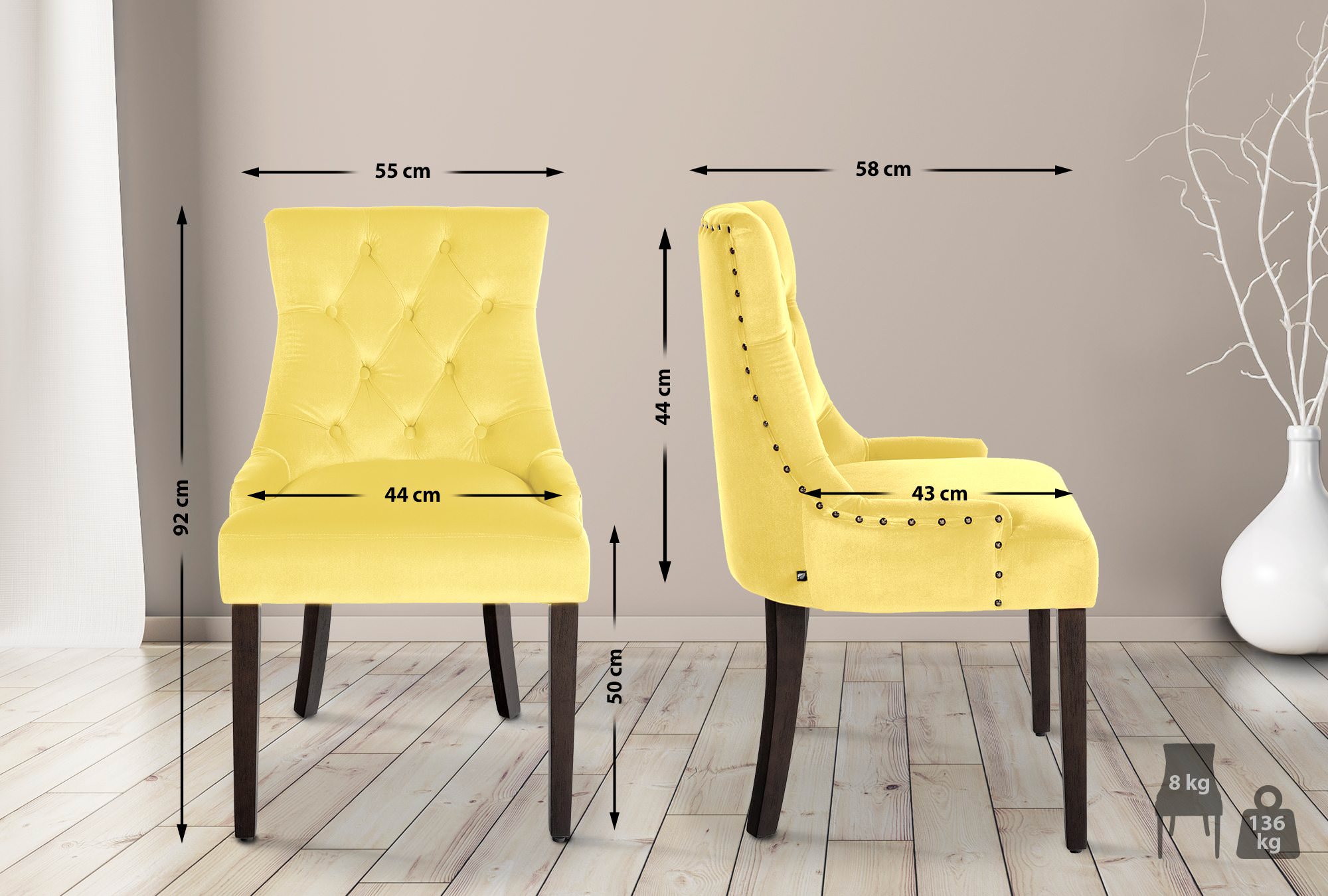 Silla De Comedor Aberdeen En Terciopelo