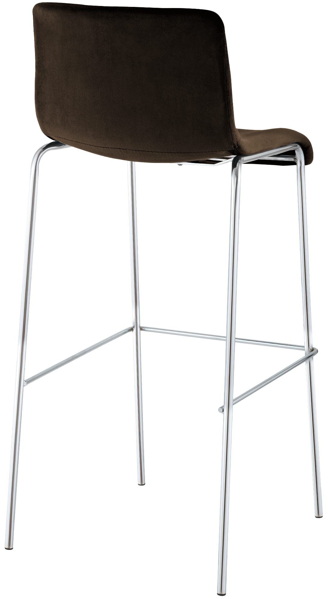 Taburete de barra Hover tapizado en terciopelo con estructura de cuatro patas cromada