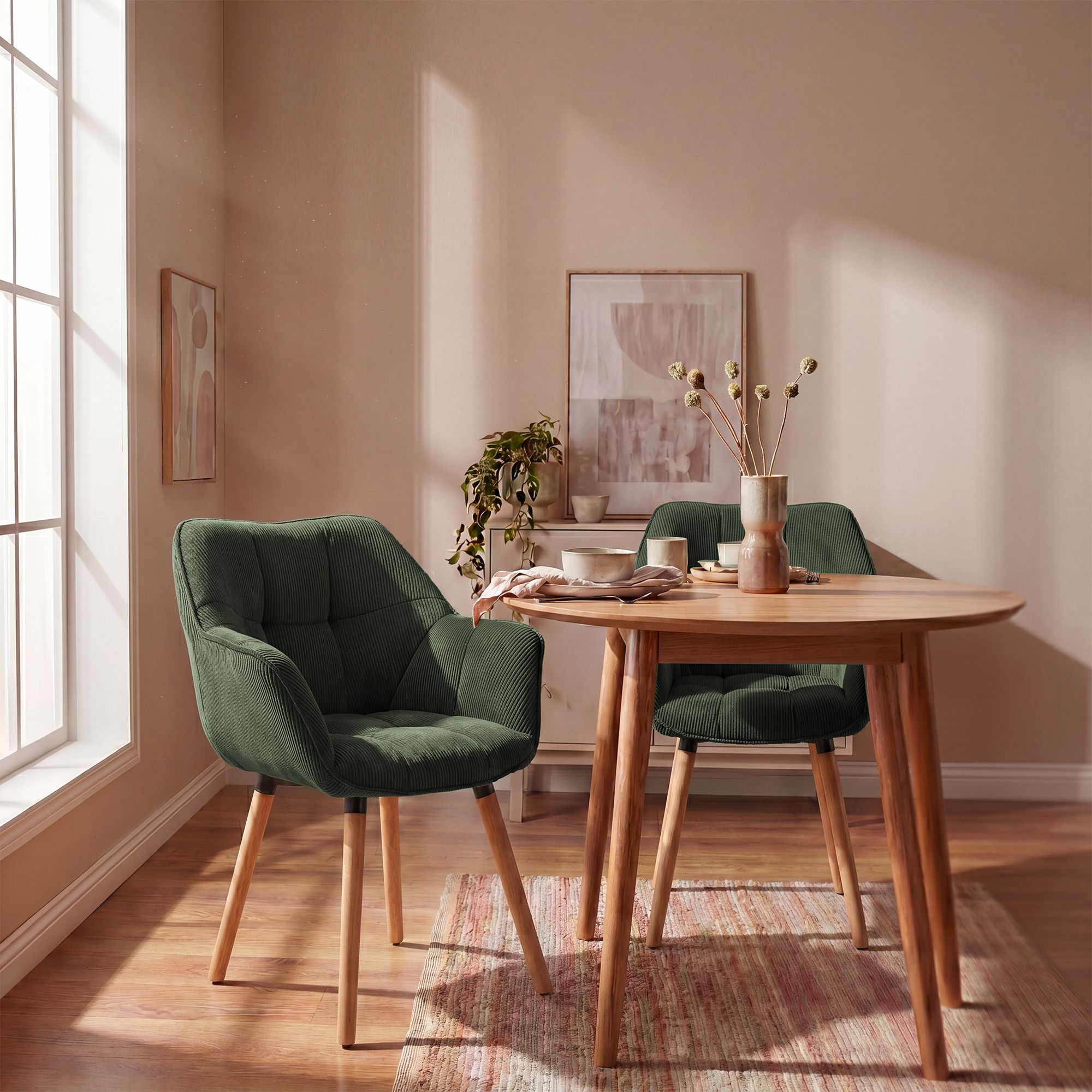 Silla de comedor Milford de pana: comodidad elegante y diseño moderno para tu hogar