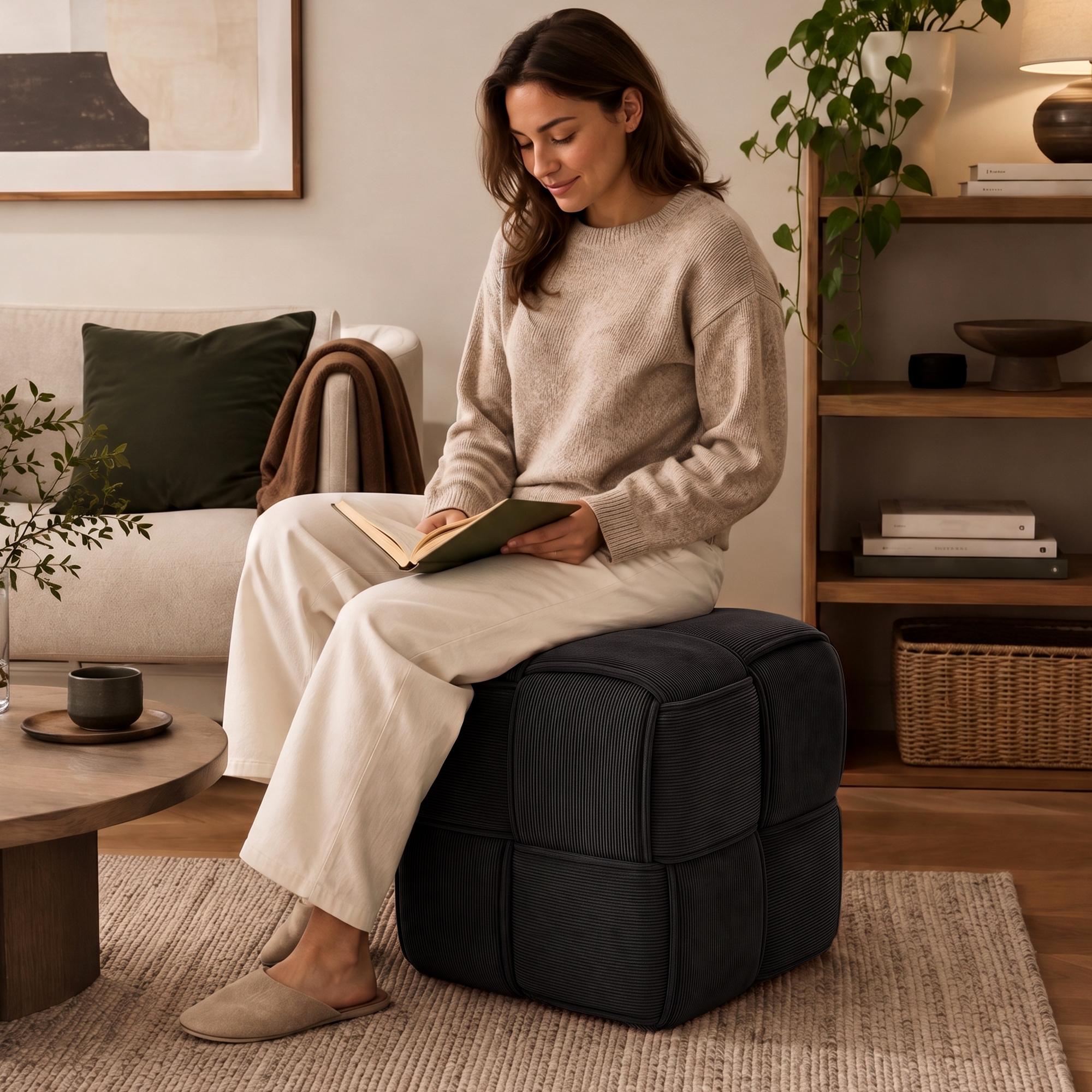 Taburete de pana Forinta elegante y cómodo para cualquier espacio