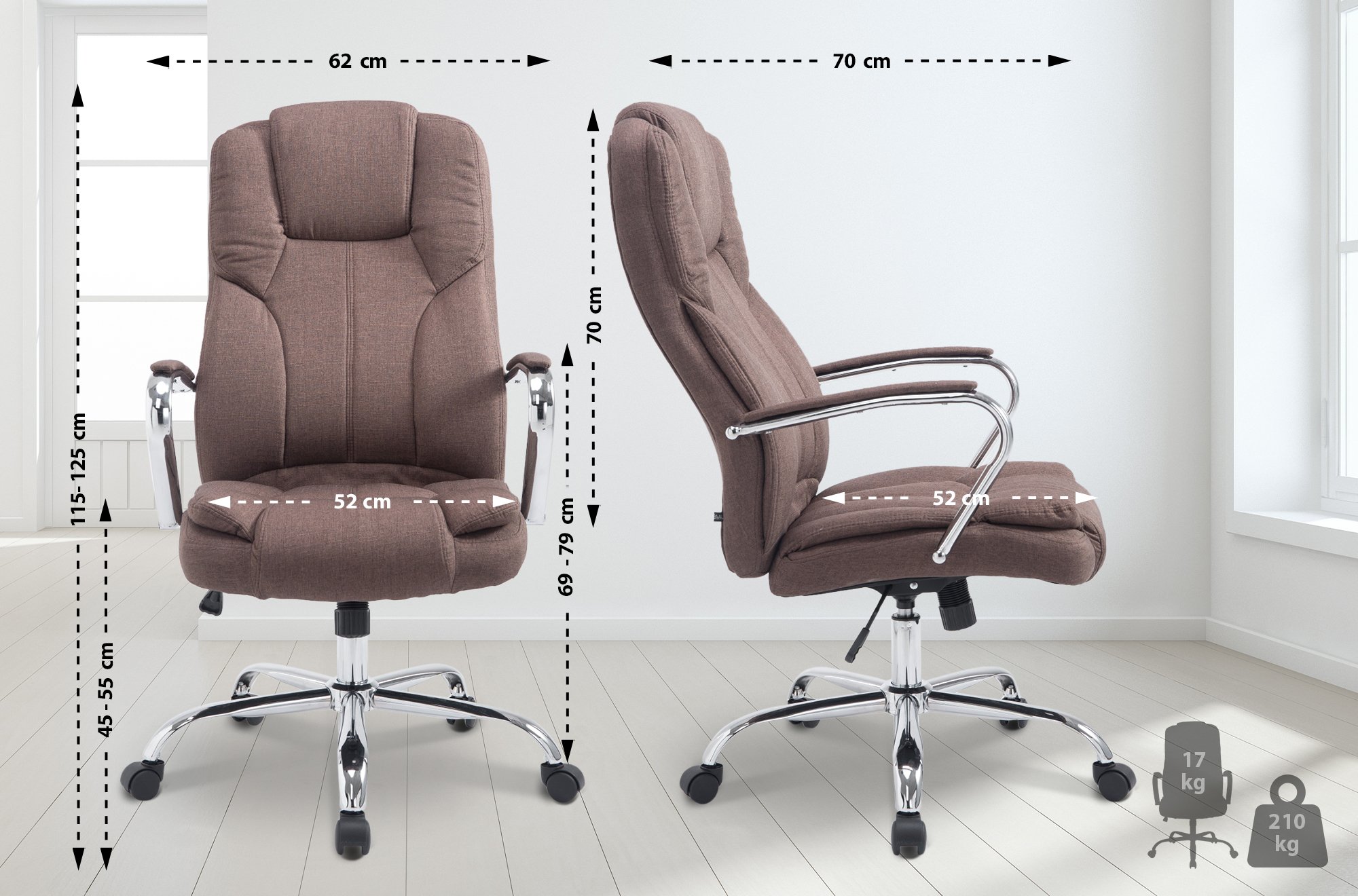 Silla De Oficina XXL Xanthos En Tela