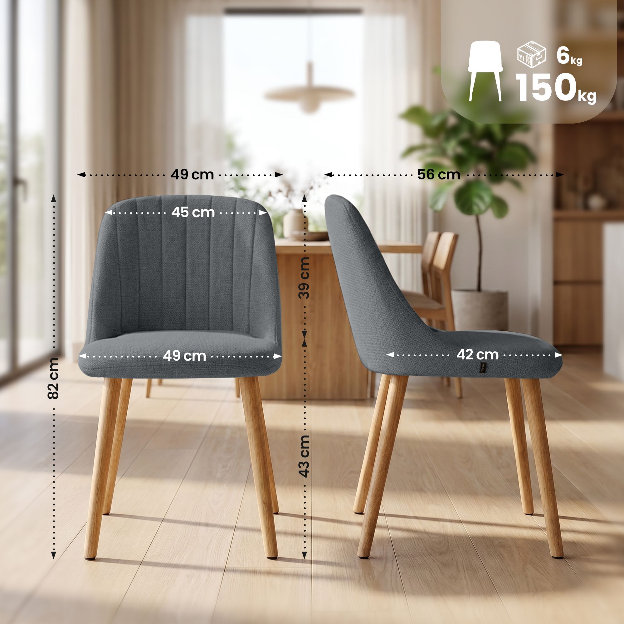 Silla de comedor Arie tapizada