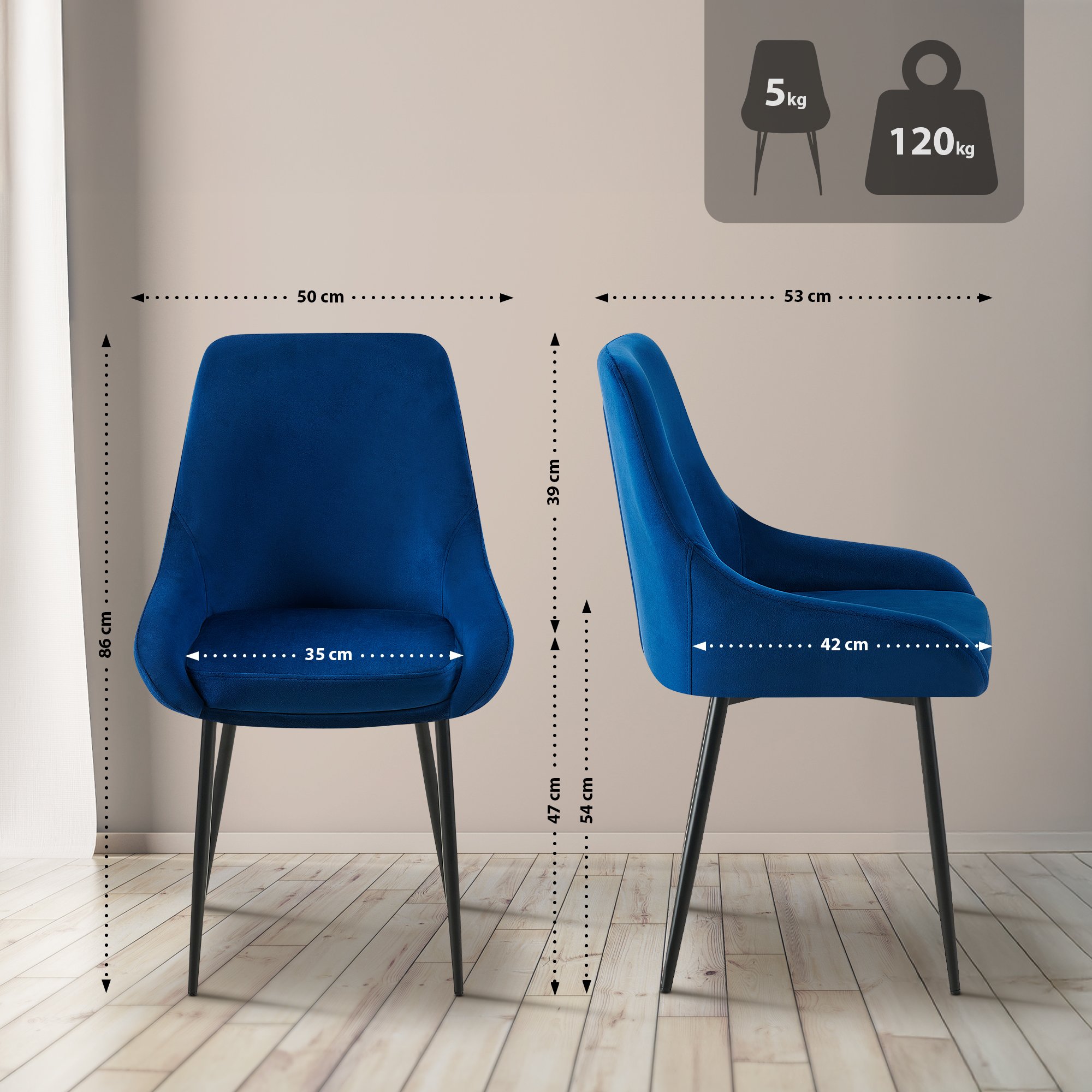 Silla de comedor Elmira Terciopelo