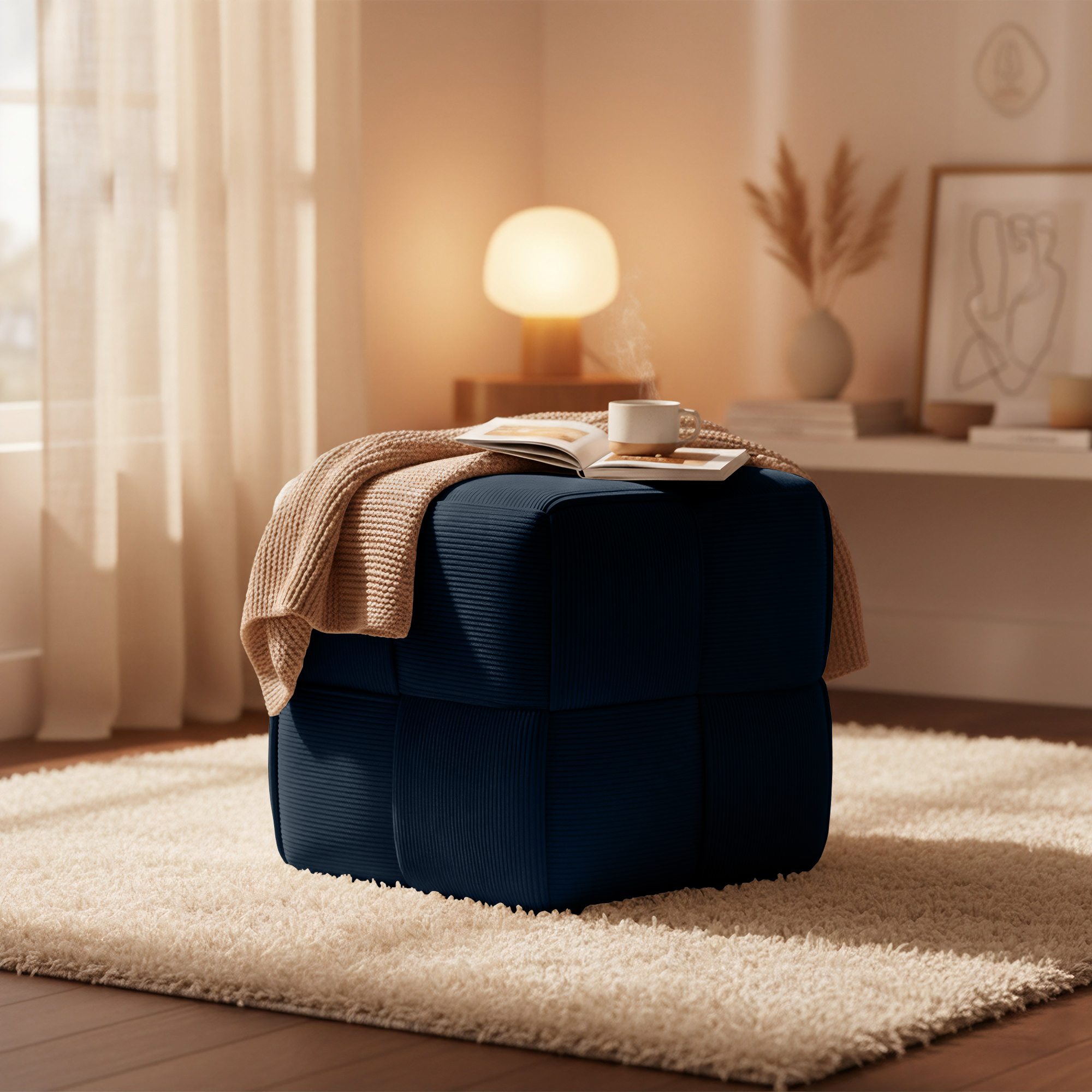 Taburete de pana Forinta elegante y cómodo para cualquier espacio